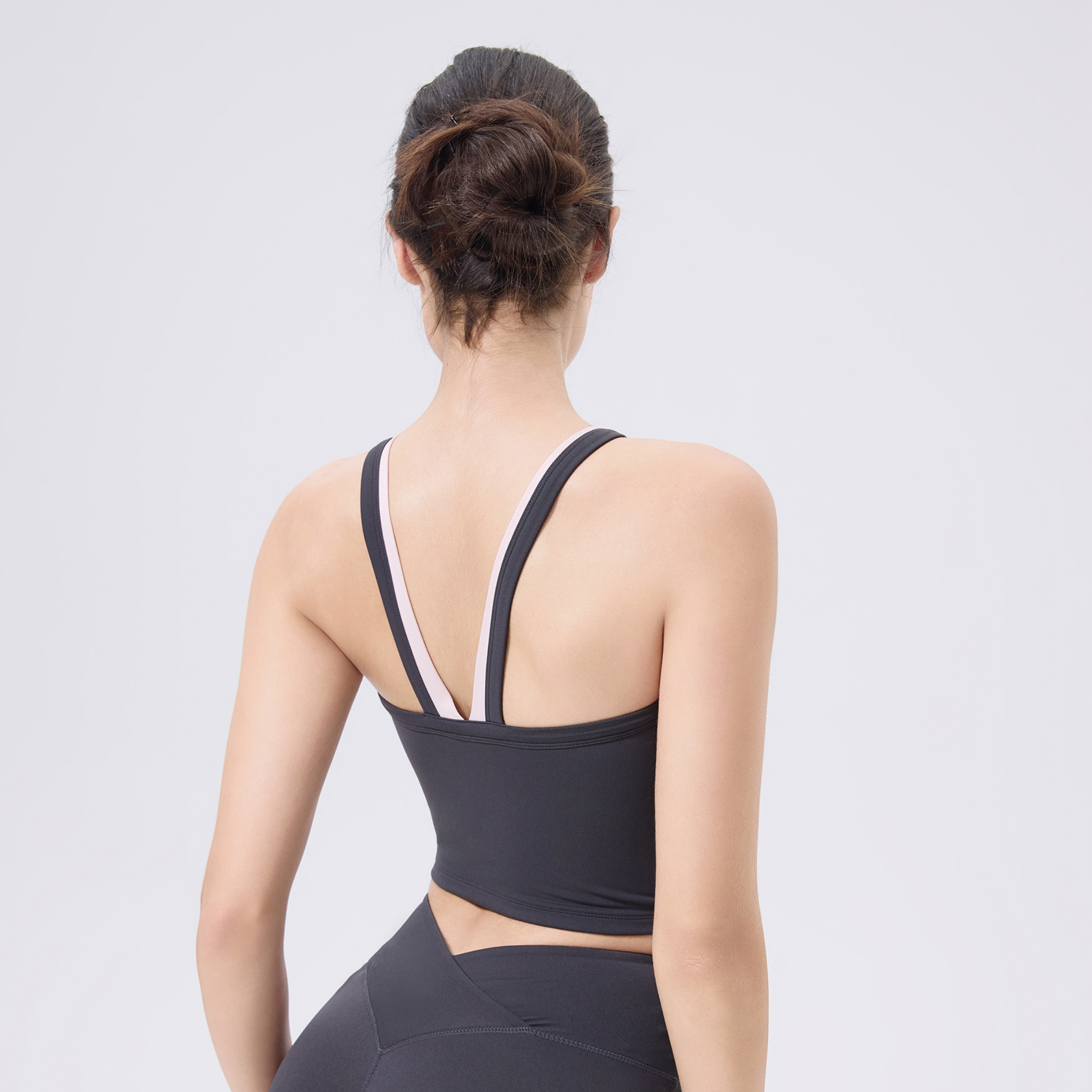 Vネック カラーフェイクツーピース スポーツブラ