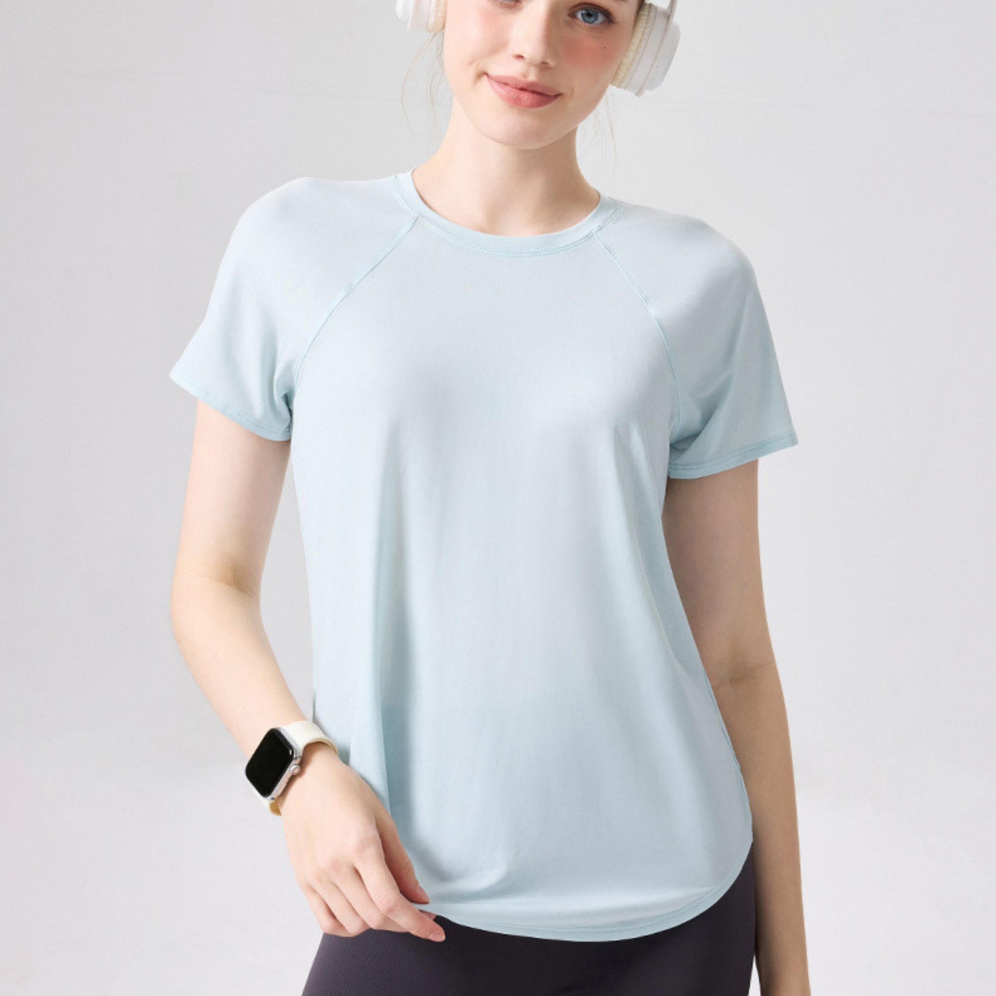 メッシュバック シンプル半袖トップス