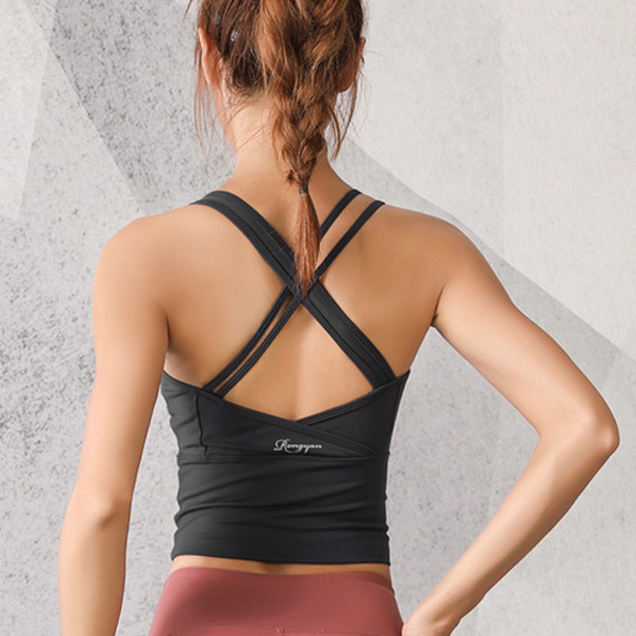 幅広アンダー クロスバックショルダー スポーツブラ