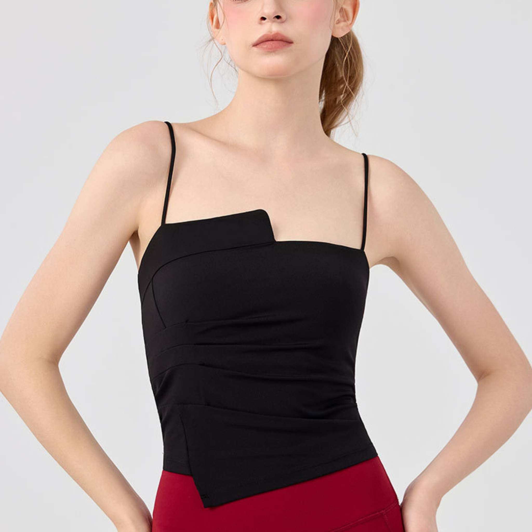 胸パッド付 サスペンダー チューブトップ