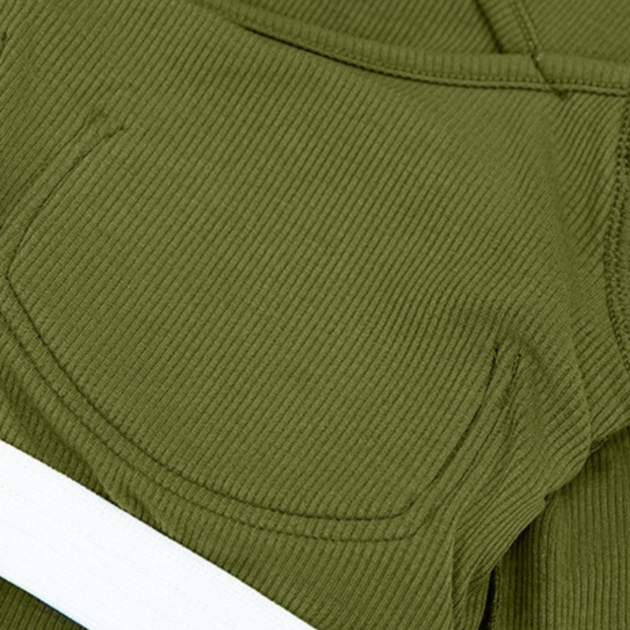 胸パッド付 リブニット ドローストリング 長袖ヨガトップス