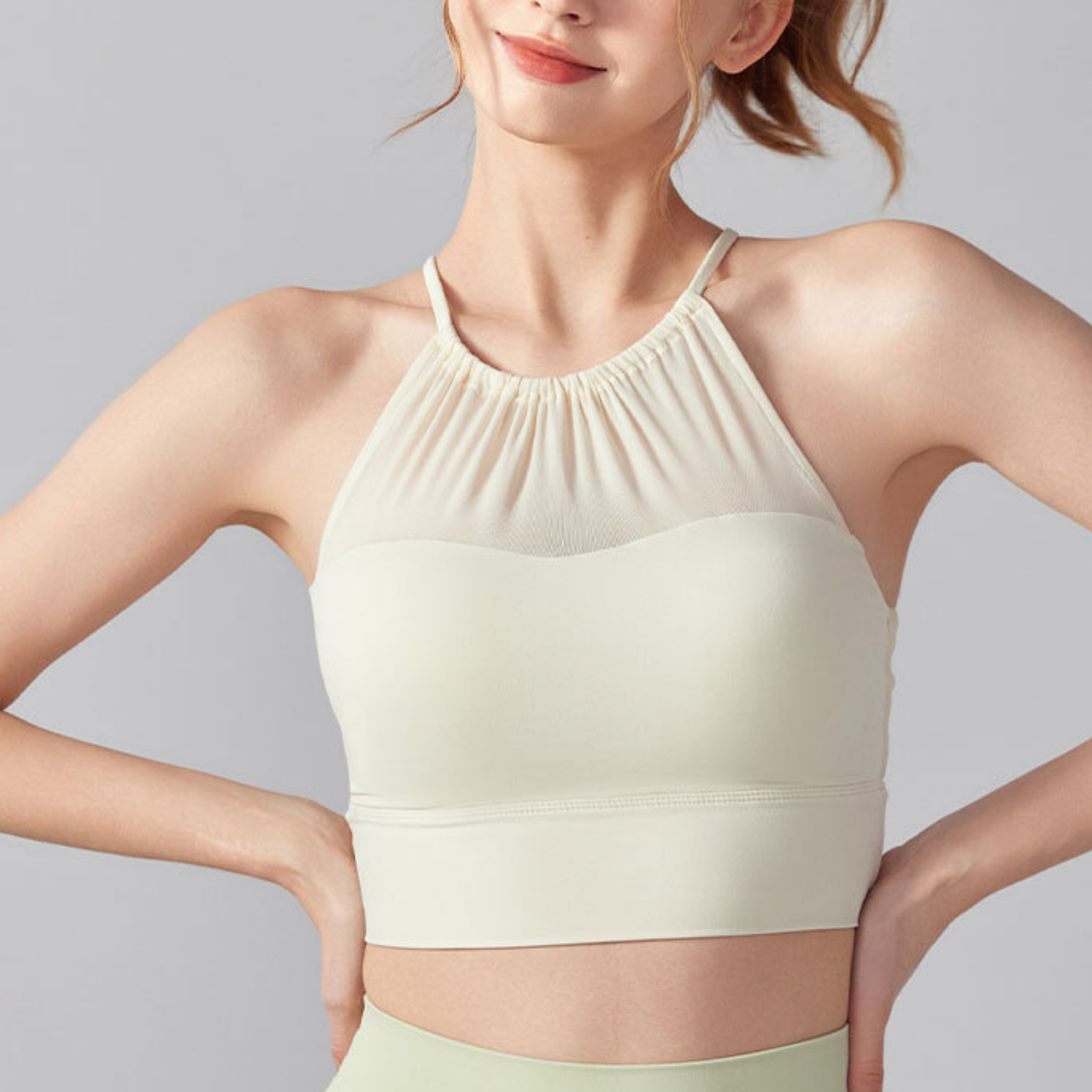 ハイホールド ホルターネック シースルー スポーツブラ