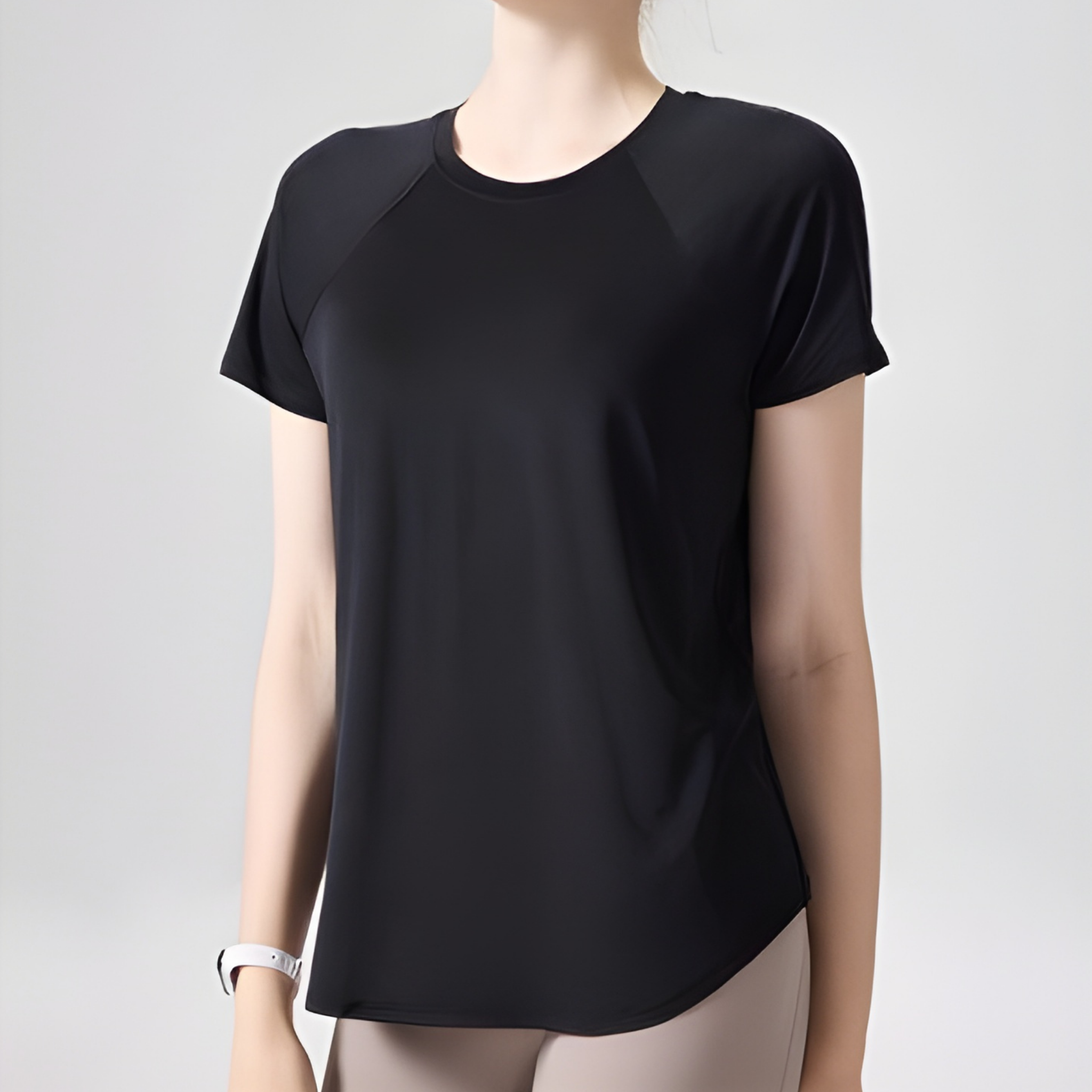 メッシュバック シンプル半袖トップス