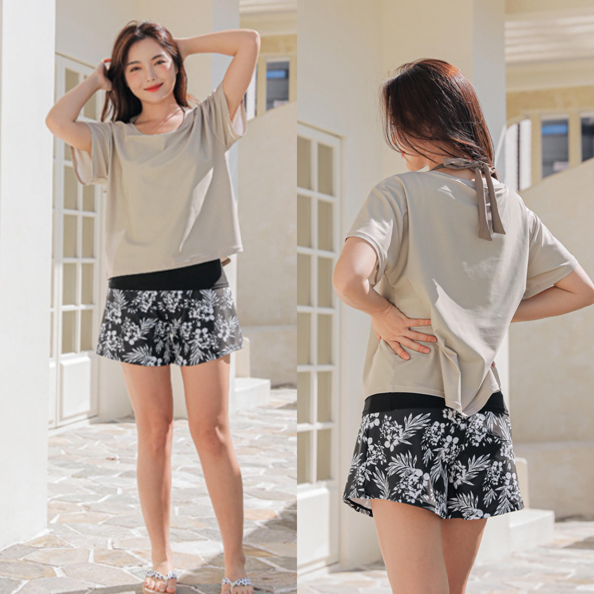 フェイクレイヤード サウナ スイムウェア 上下2点セット