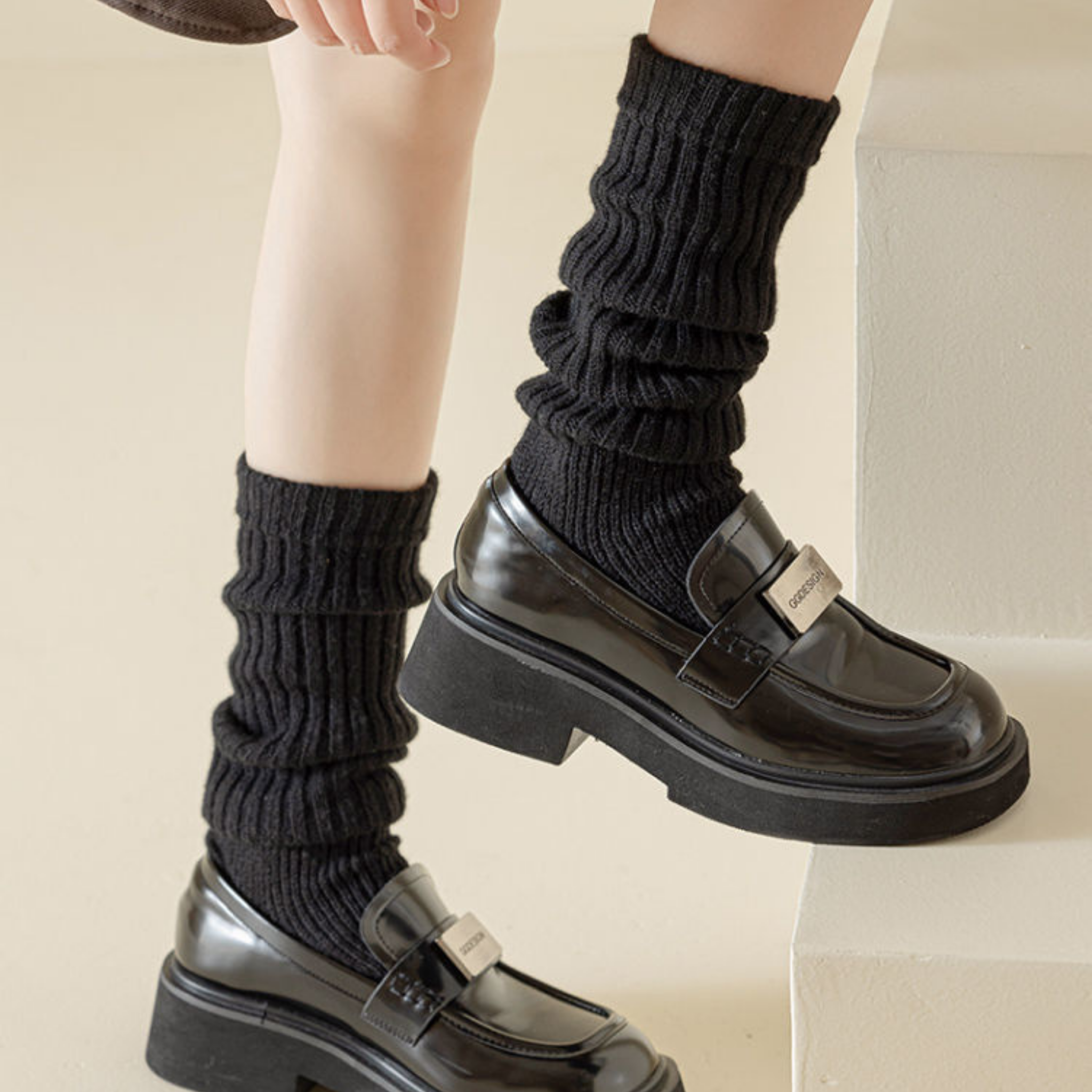 かかと付き レッグウォーマー ショート丈