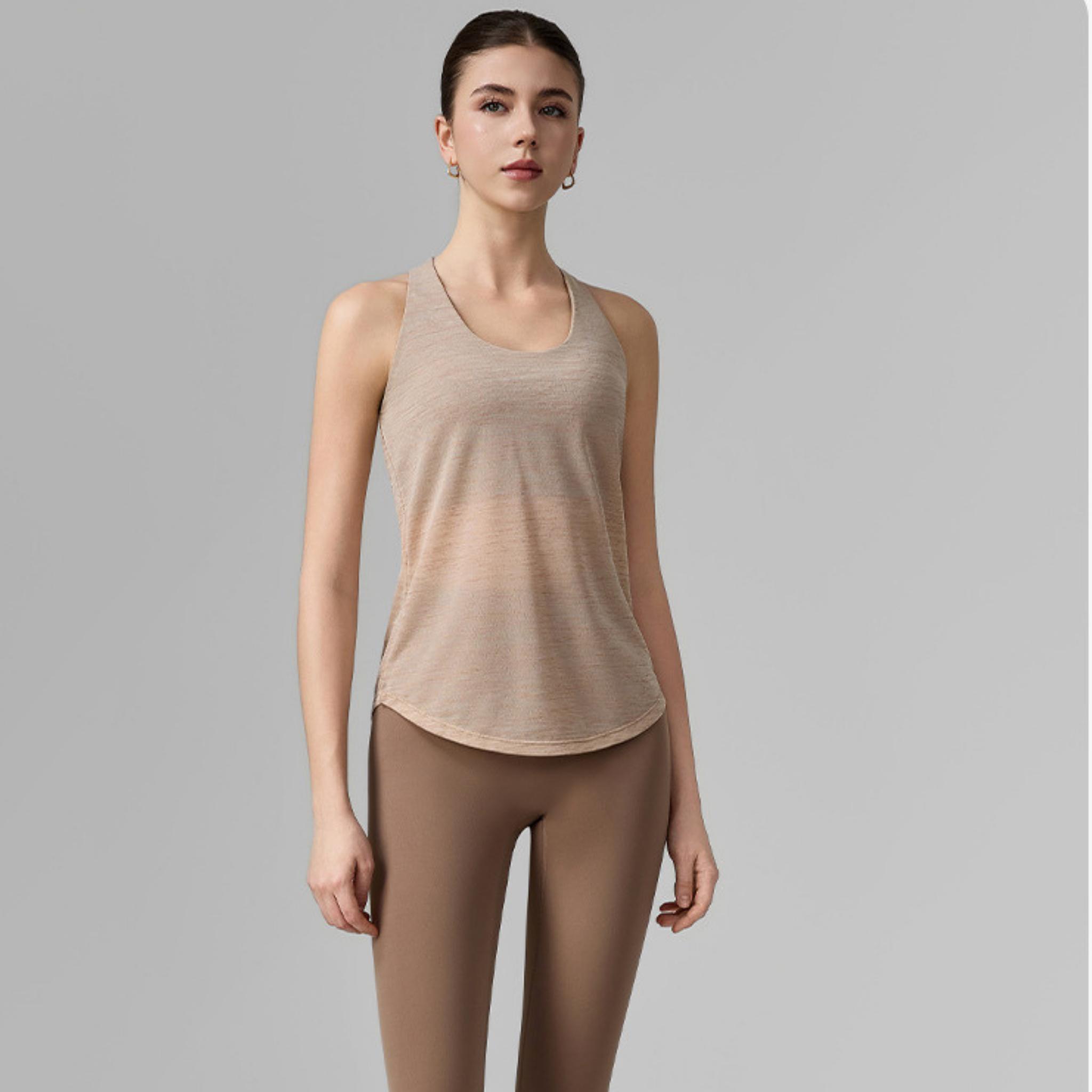 ブラ付き フェイクツーピース ナノシルク タンクトップ