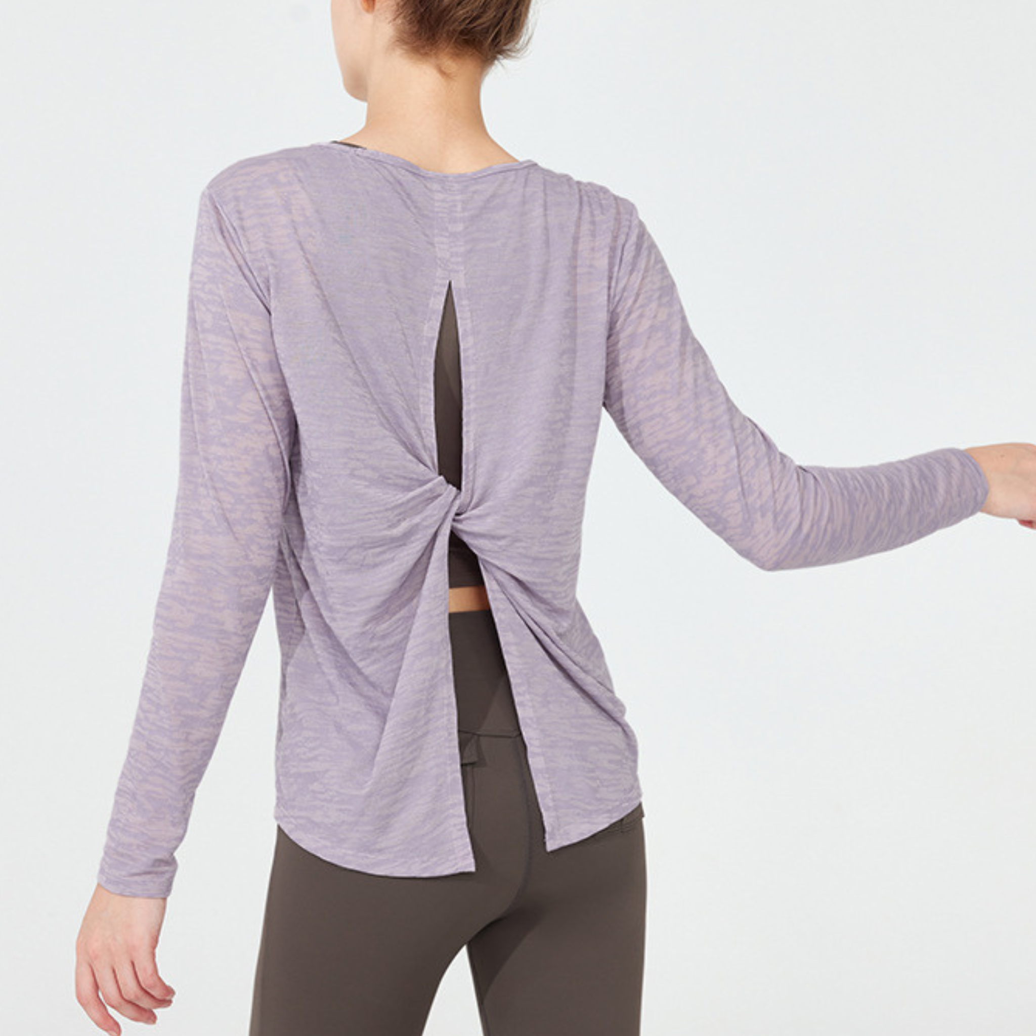 バックツイストオープン ヨガ 長袖トップス