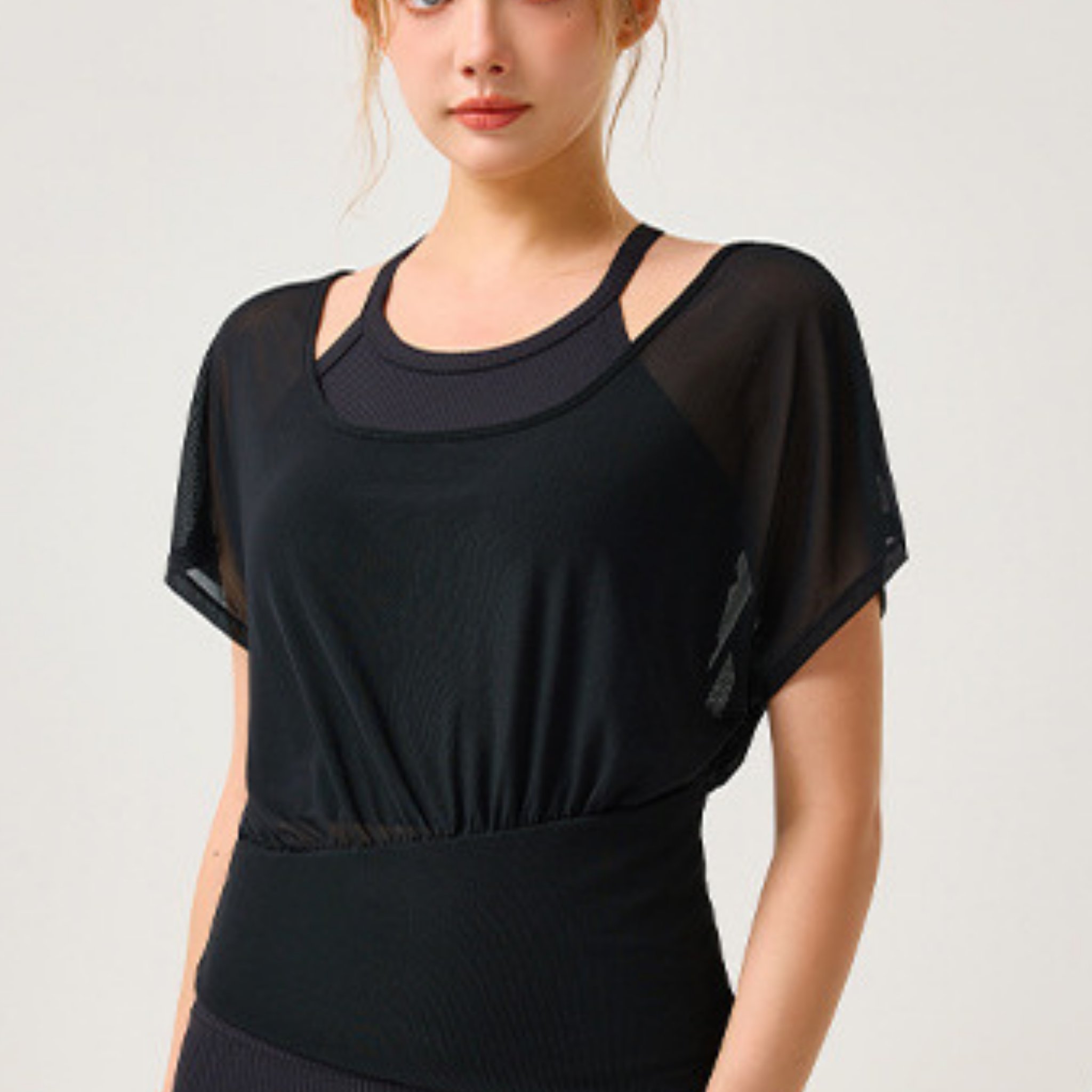 オールメッシュ ヨガTシャツ