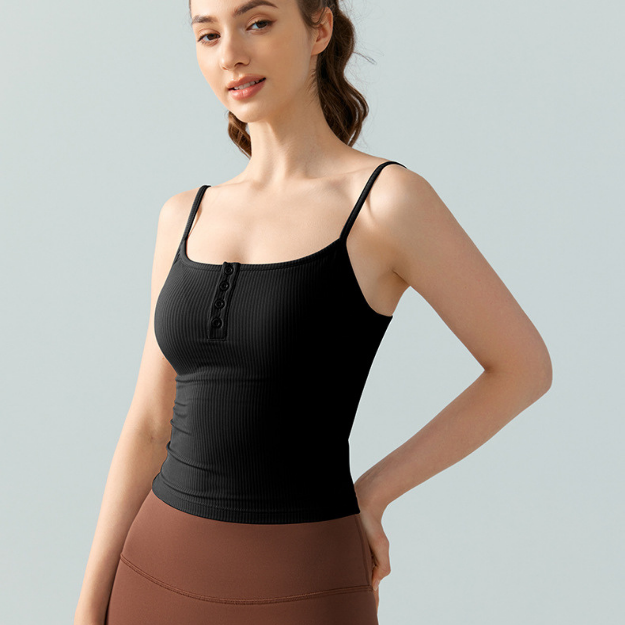 フロントボタン ブラ付き タンクトップ