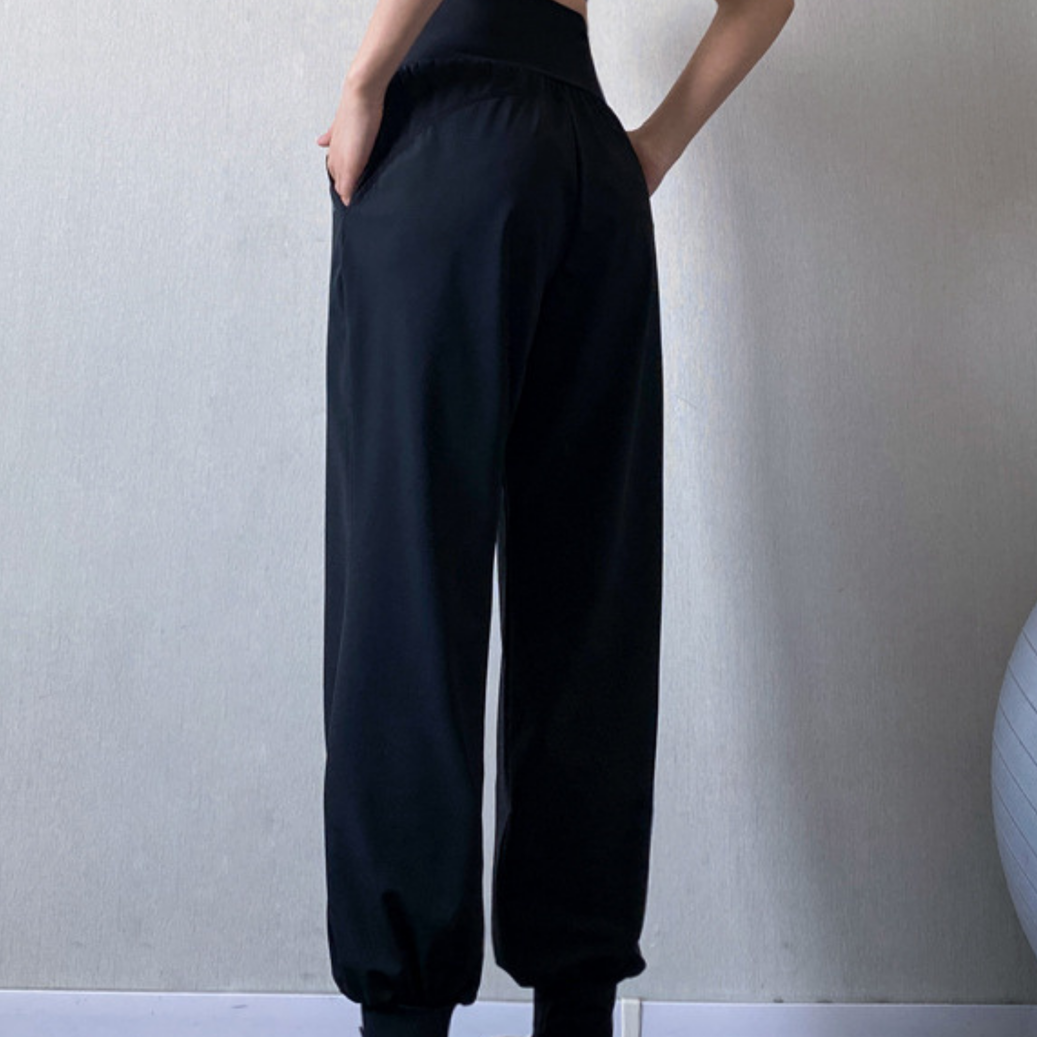 接触冷感 ハイウエスト ストレッチロングパンツ