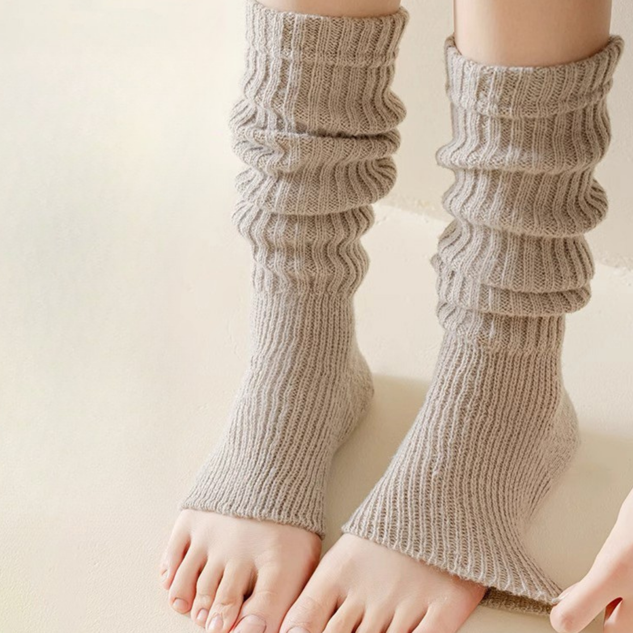 かかと付き レッグウォーマー ショート丈