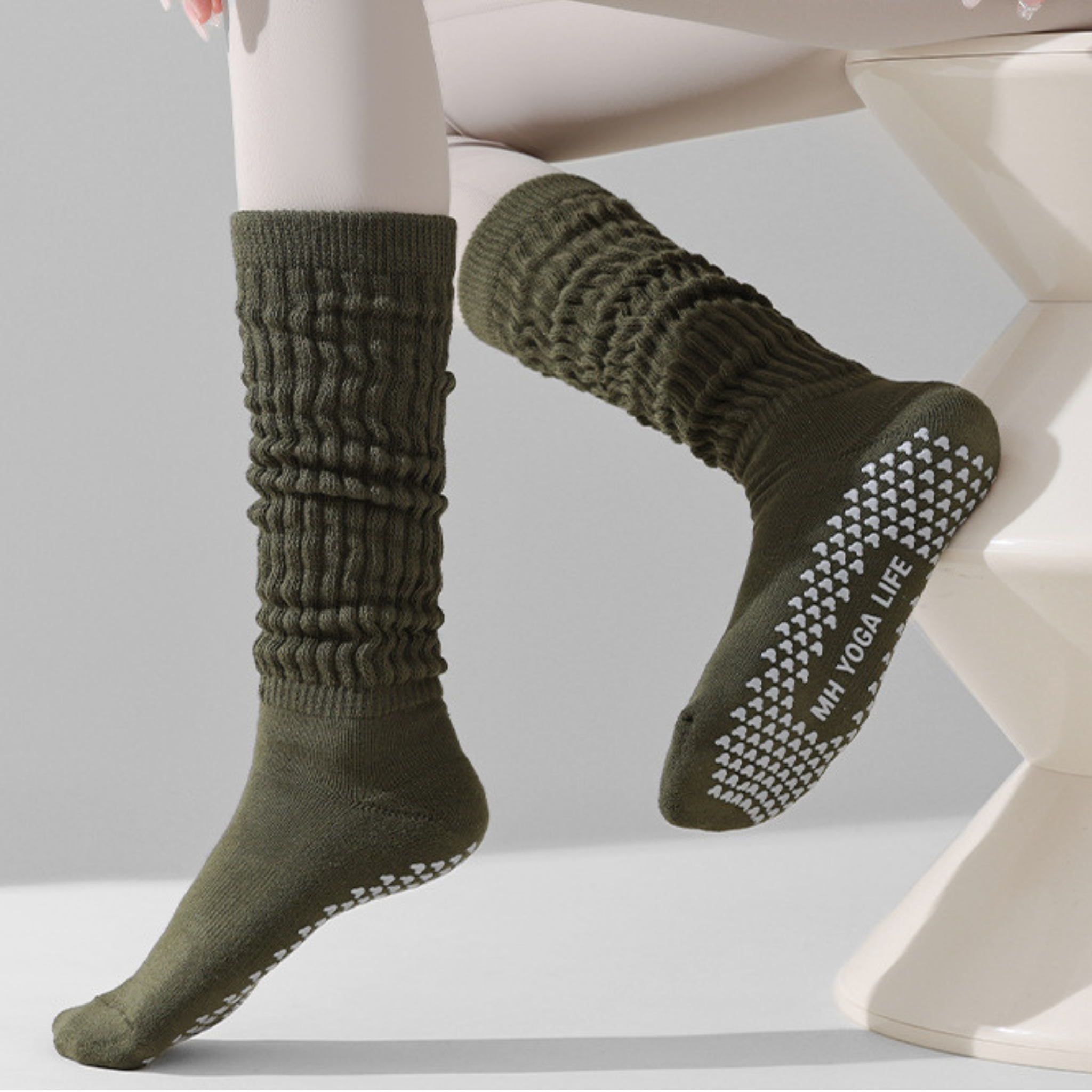 厚手 滑り止め付き ハイソックス