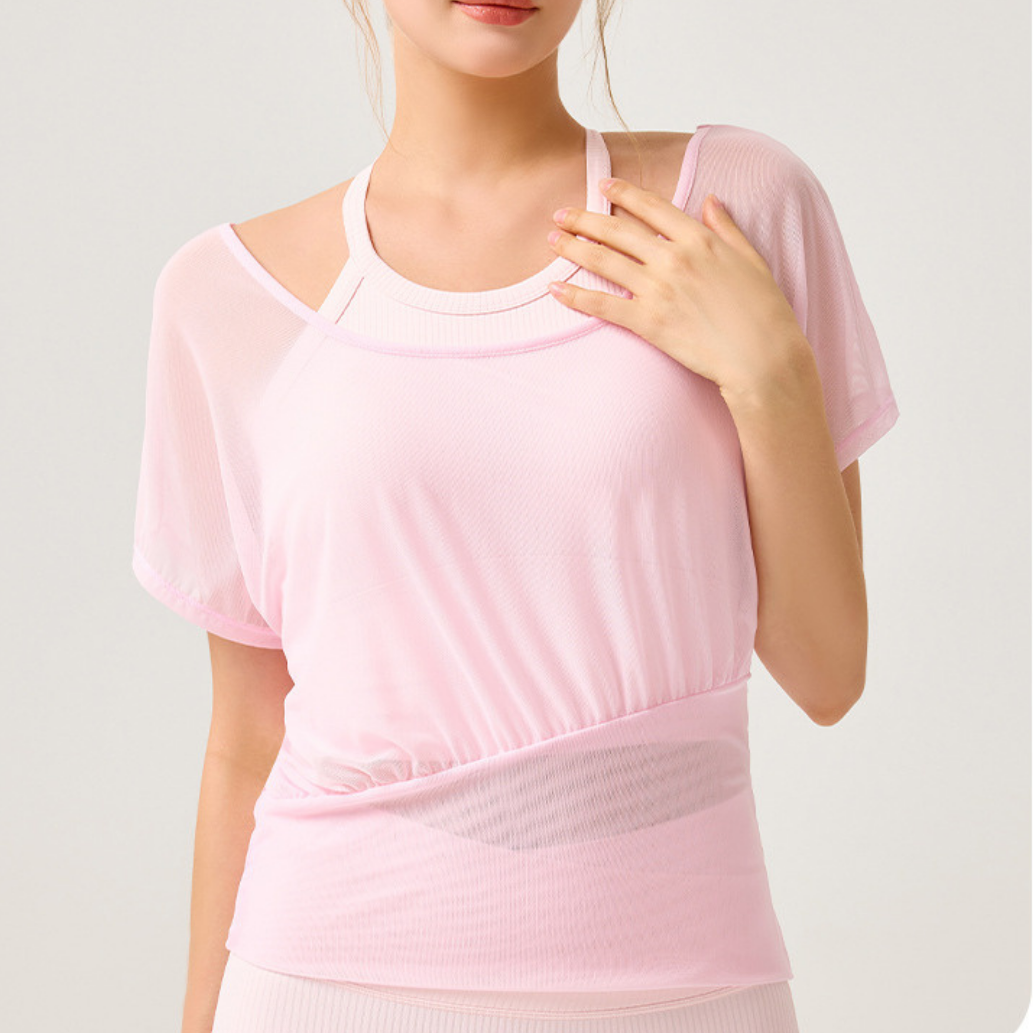 オールメッシュ ヨガTシャツ