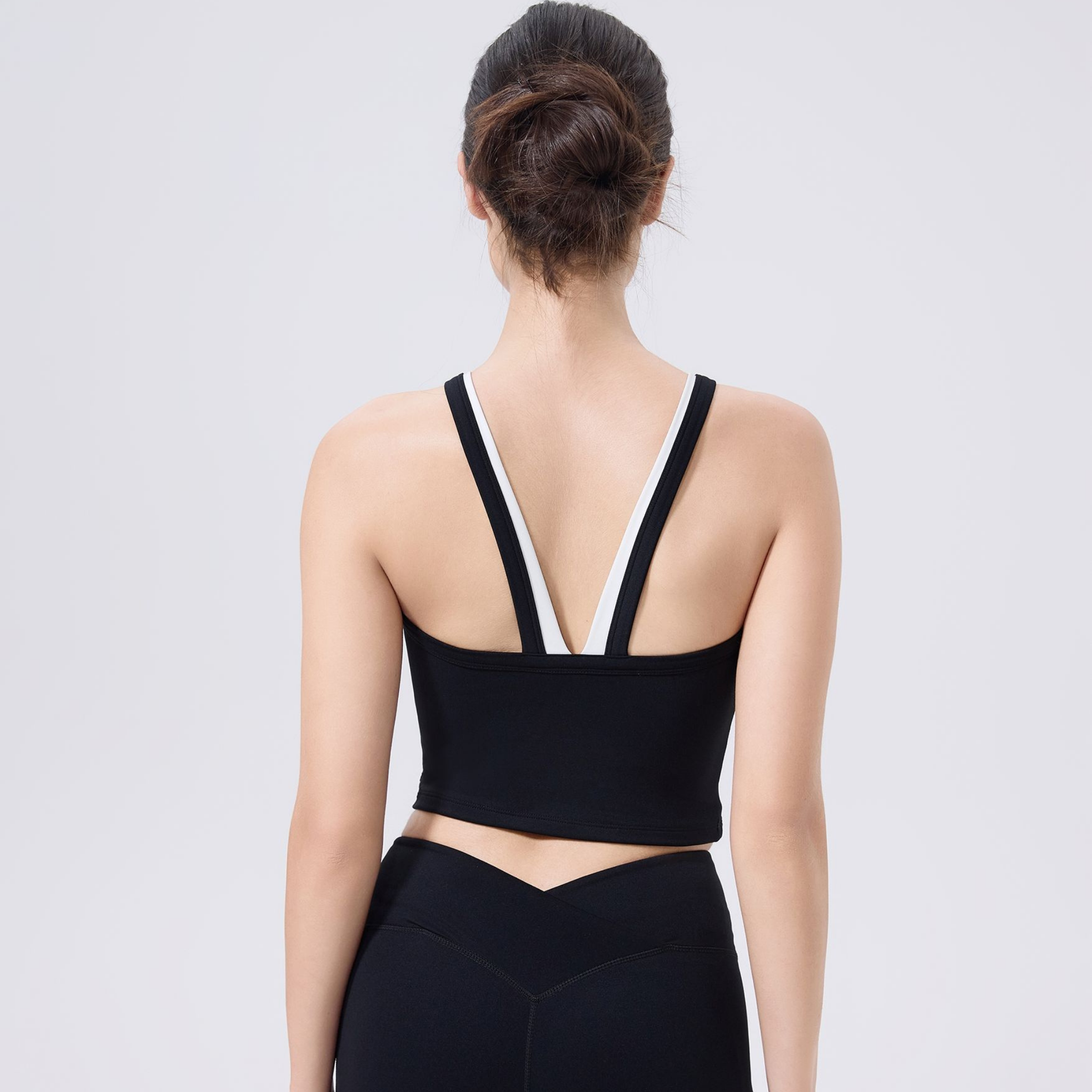 Vネック カラーフェイクツーピース スポーツブラ