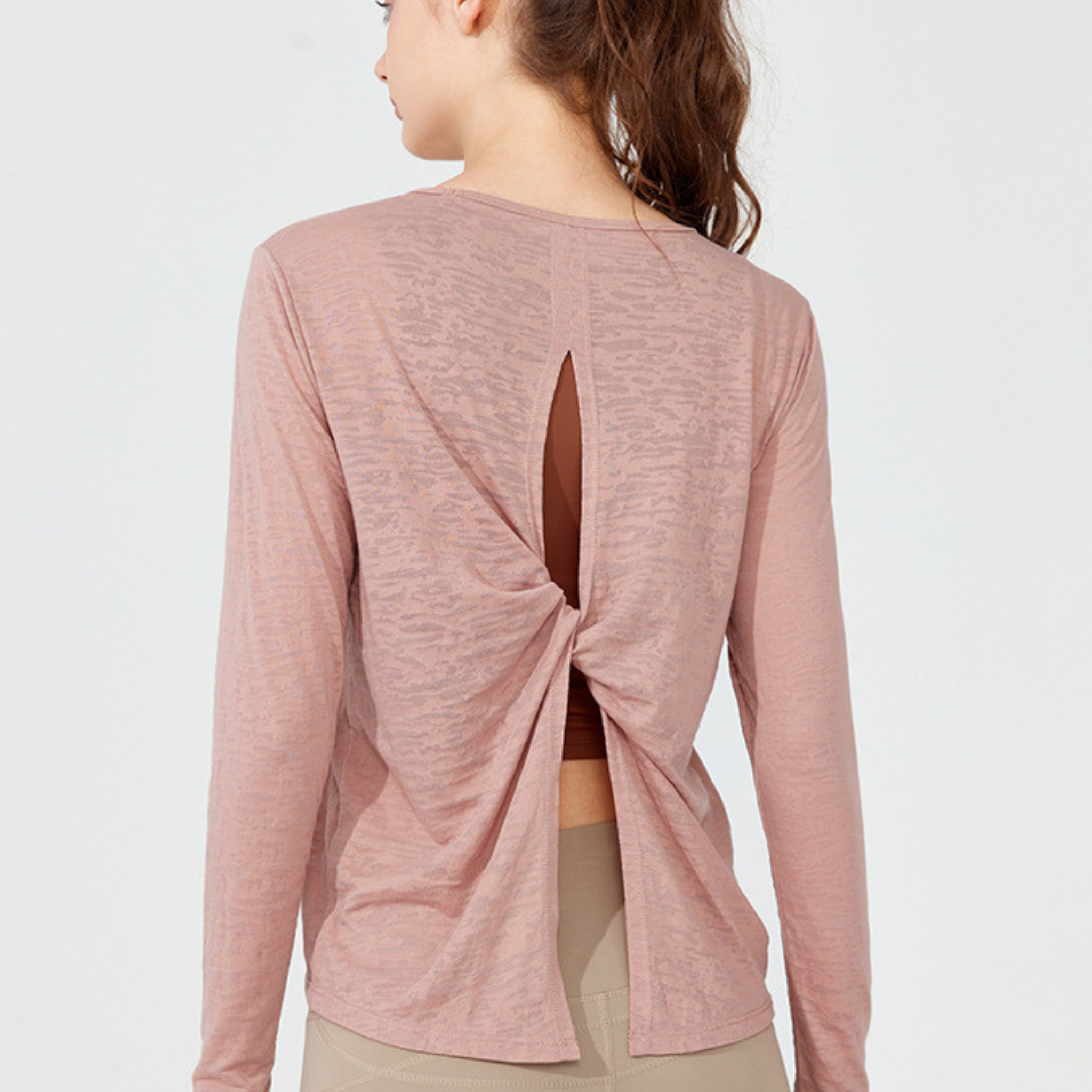 バックツイストオープン ヨガ 長袖トップス