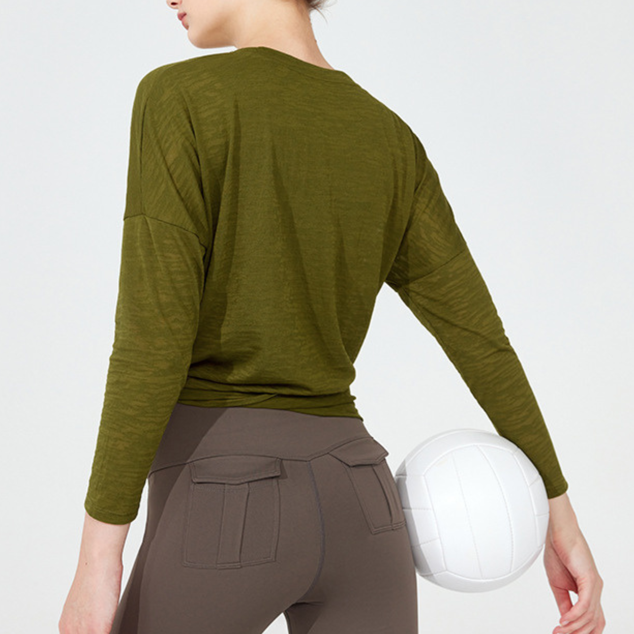 ルーズフィット サイドスリット ヨガ 長袖トップス