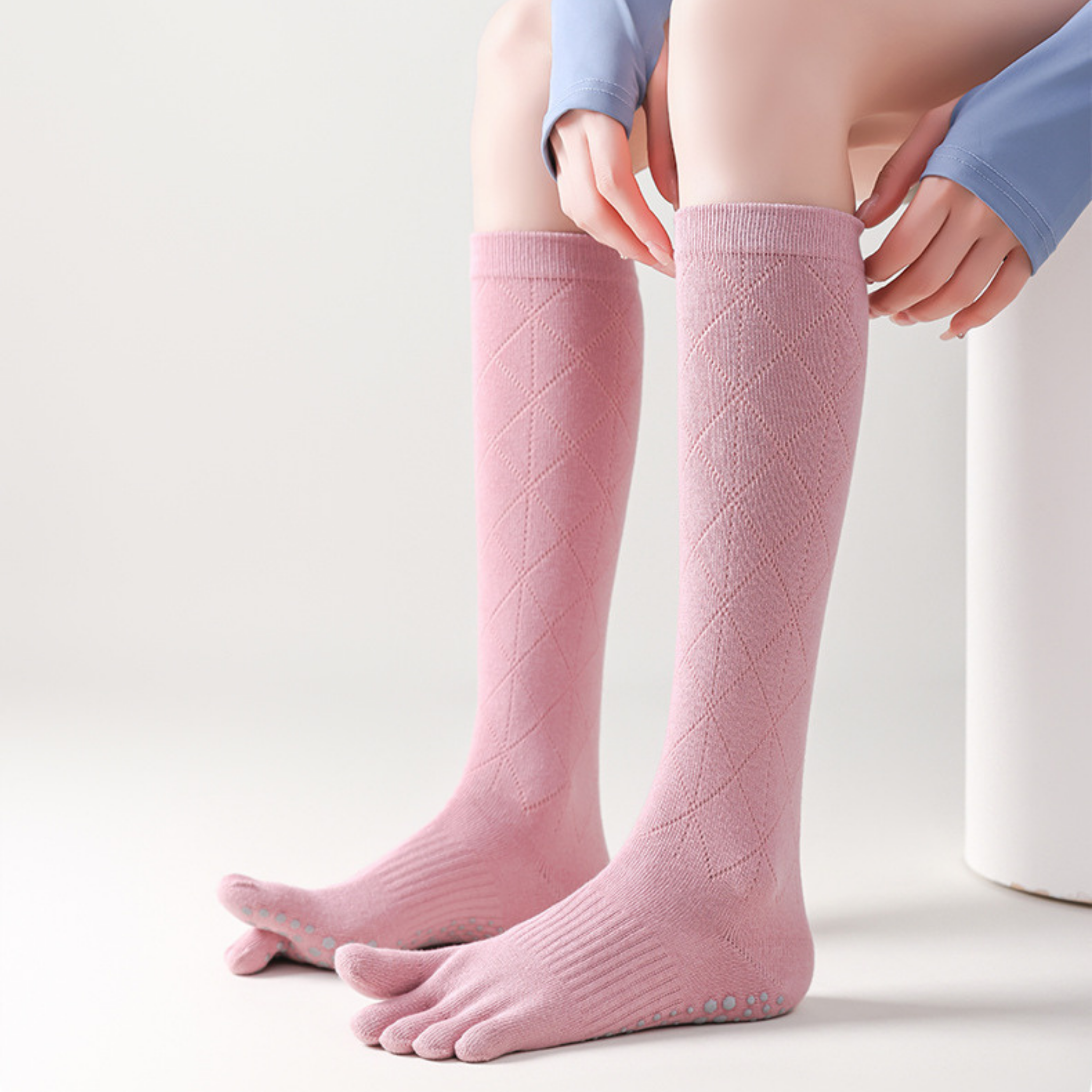 ダイヤモンド柄 5本指 ロングソックス