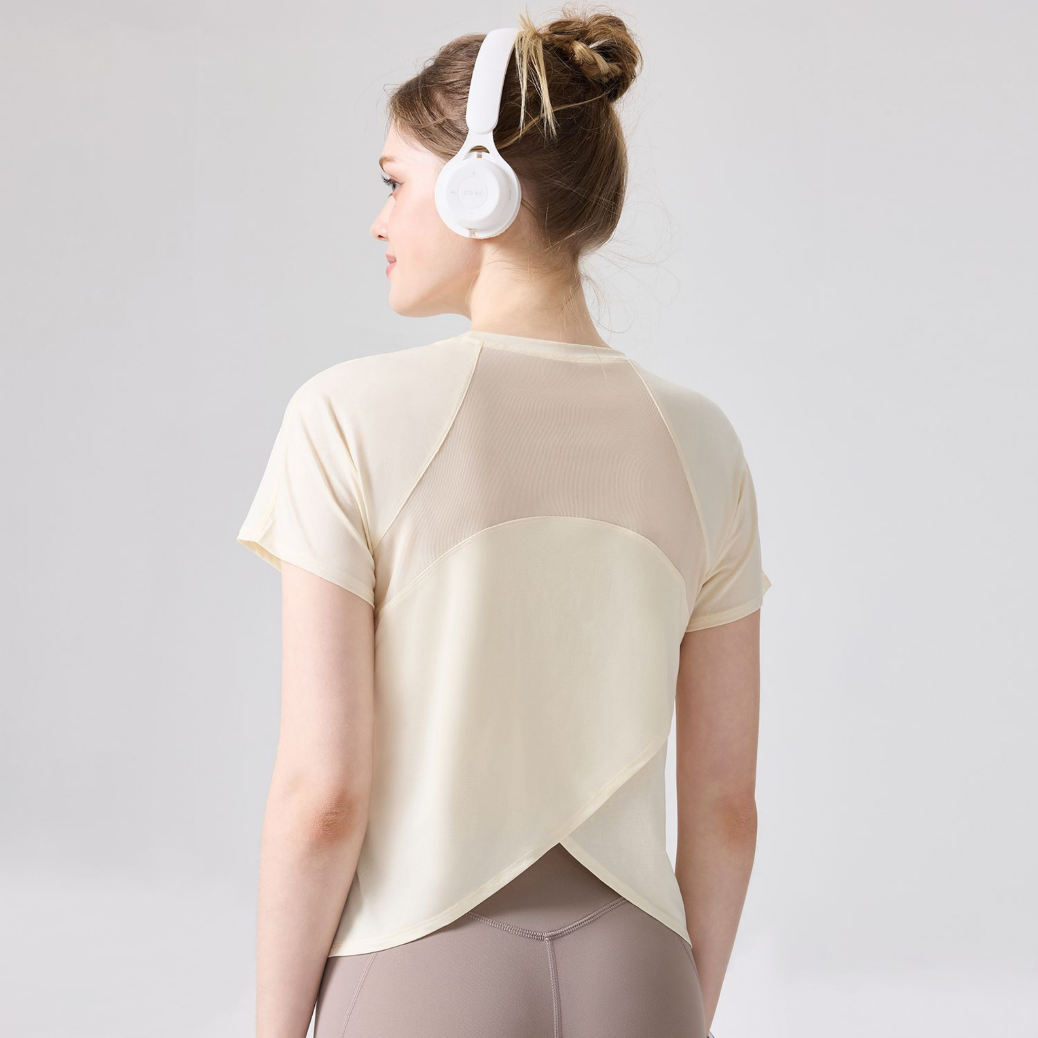 メッシュバック シンプル半袖トップス