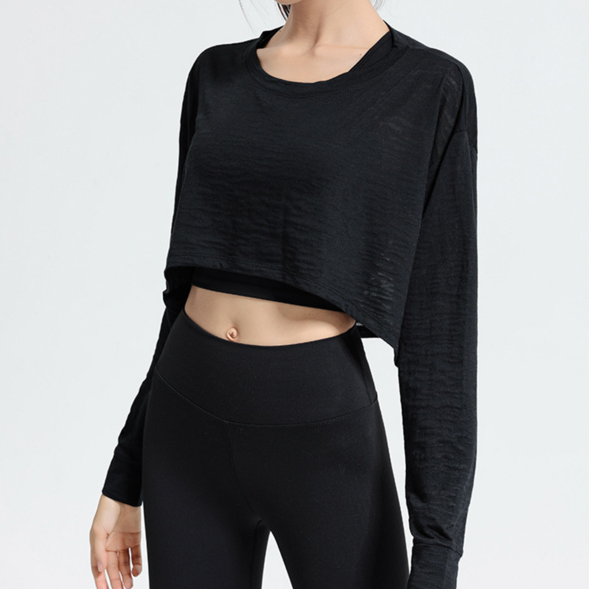 長袖 クロップトップス