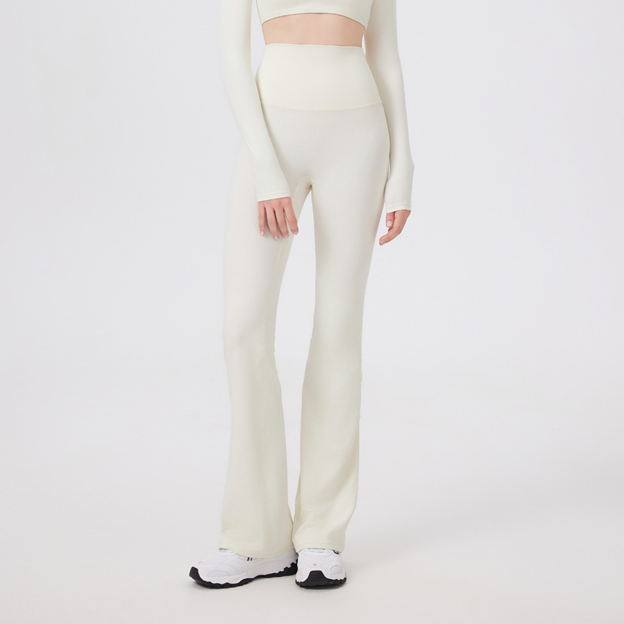 バッククロスカット ハイウエスト フレアレギンス