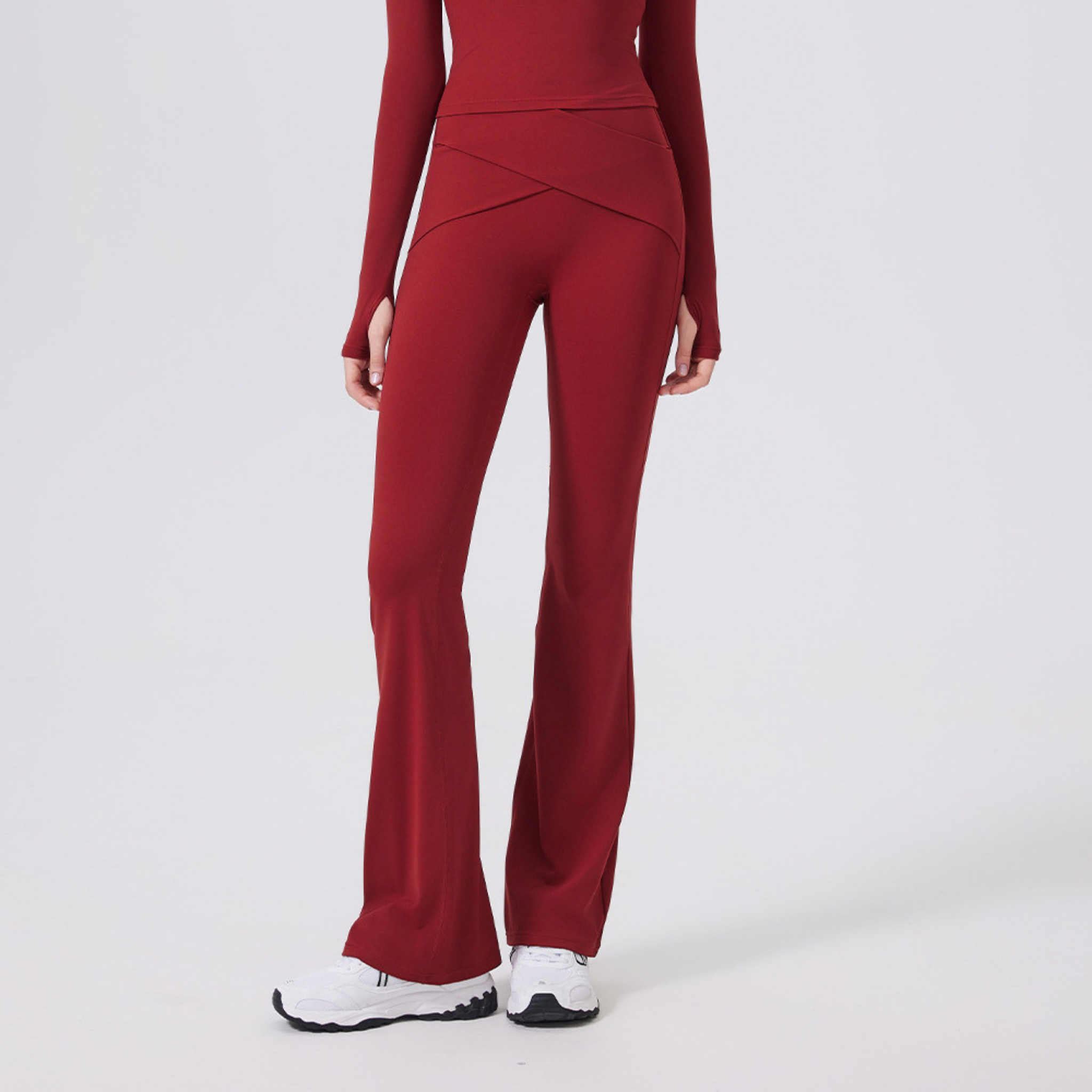 フロントクロスラップ フレアレギンス