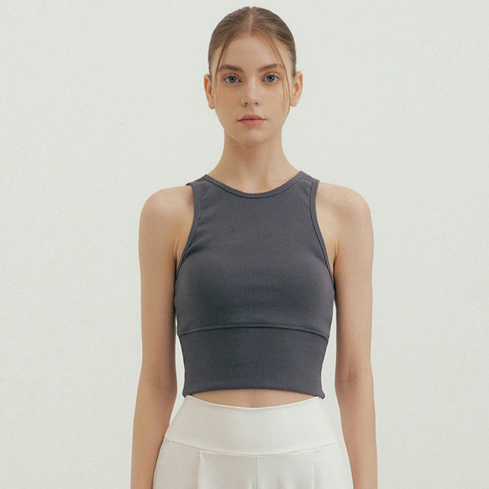 胸パッド付 幅広アンダー タンクトップ