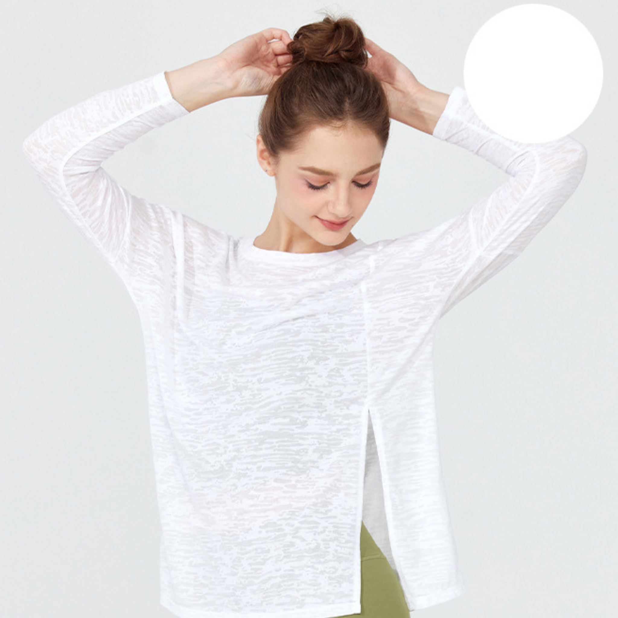 ルーズフィット サイドスリット ヨガ 長袖トップス