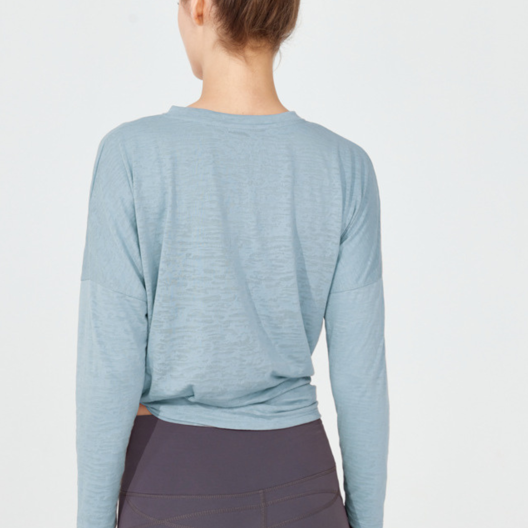 ルーズフィット サイドスリット ヨガ 長袖トップス