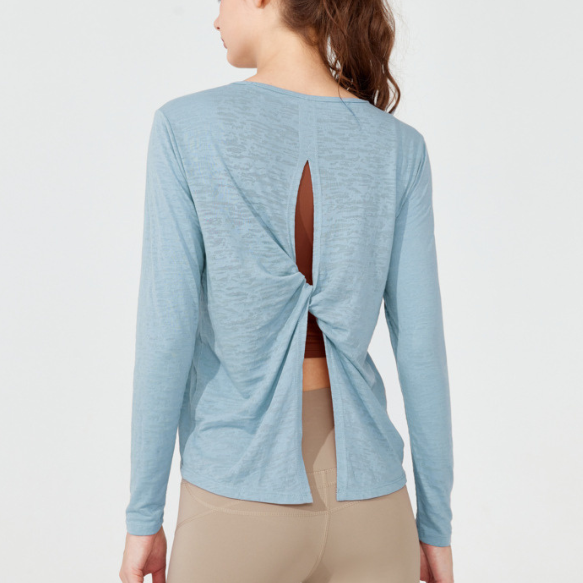 バックツイストオープン ヨガ 長袖トップス