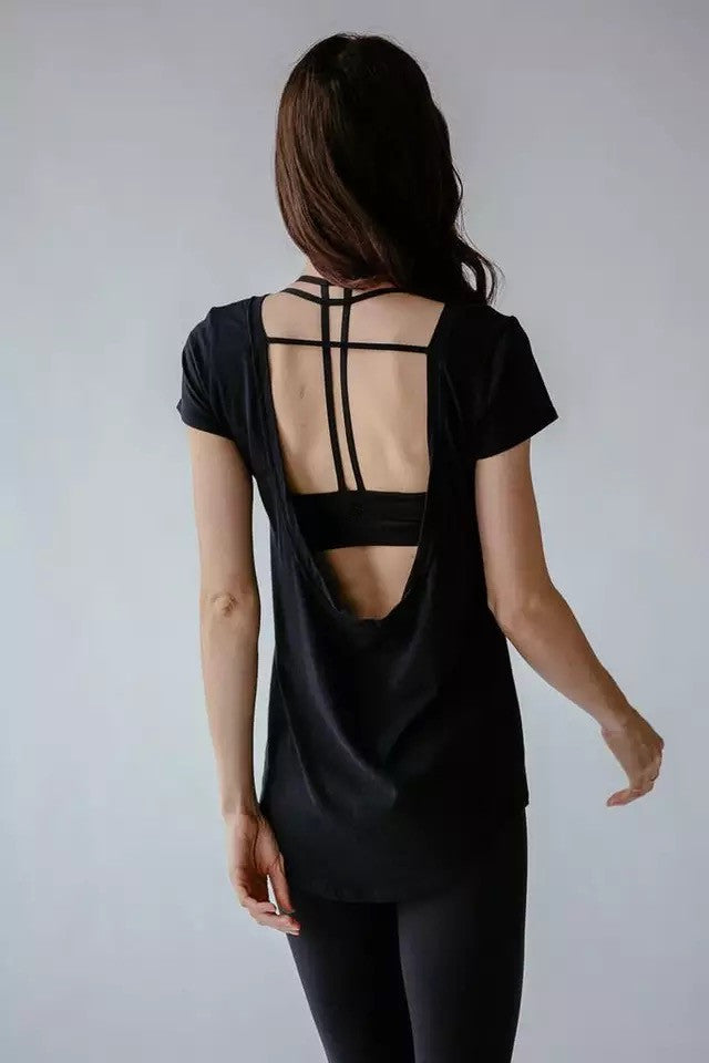 バックオープン ロングTシャツ