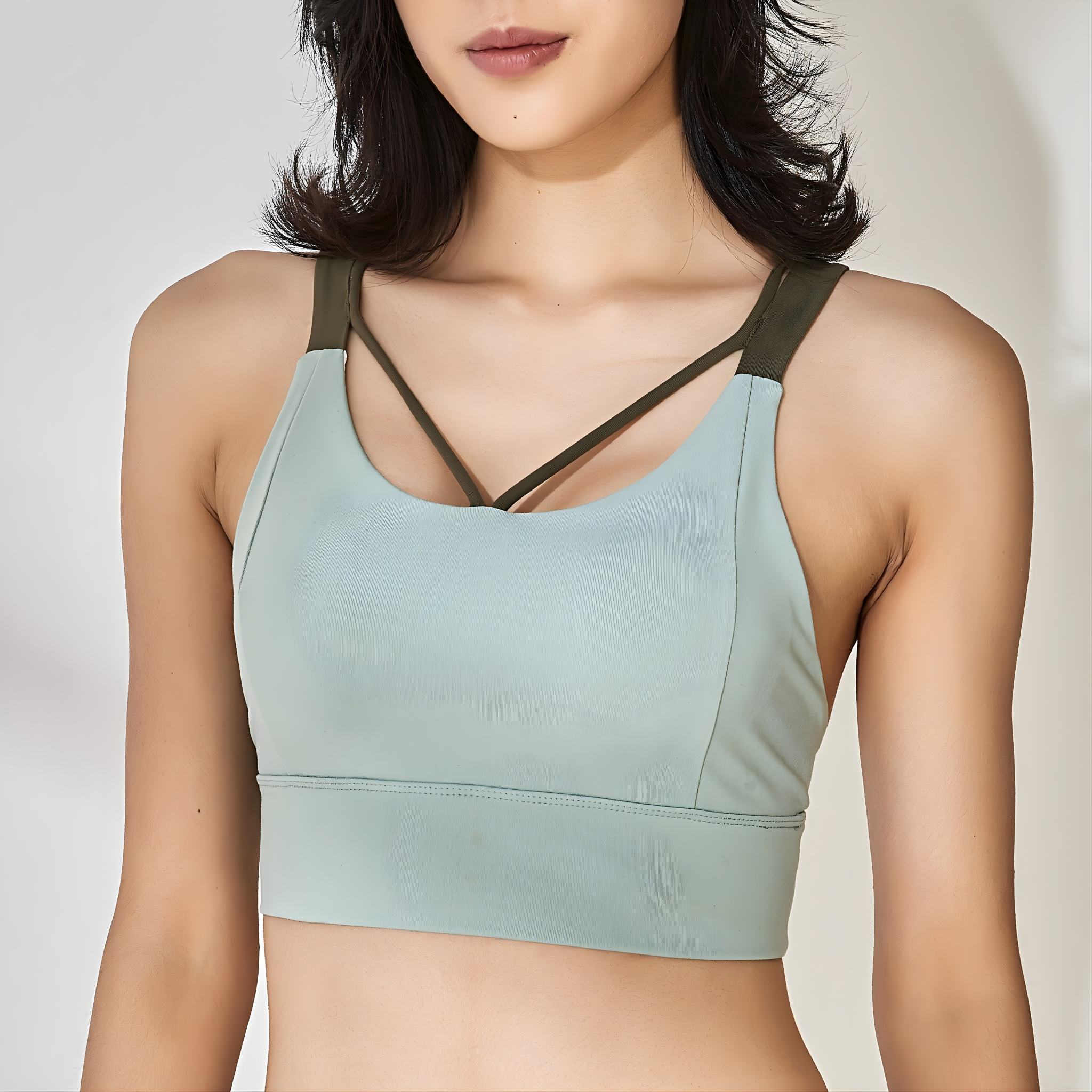 バイカラー バッククロス スポーツブラ