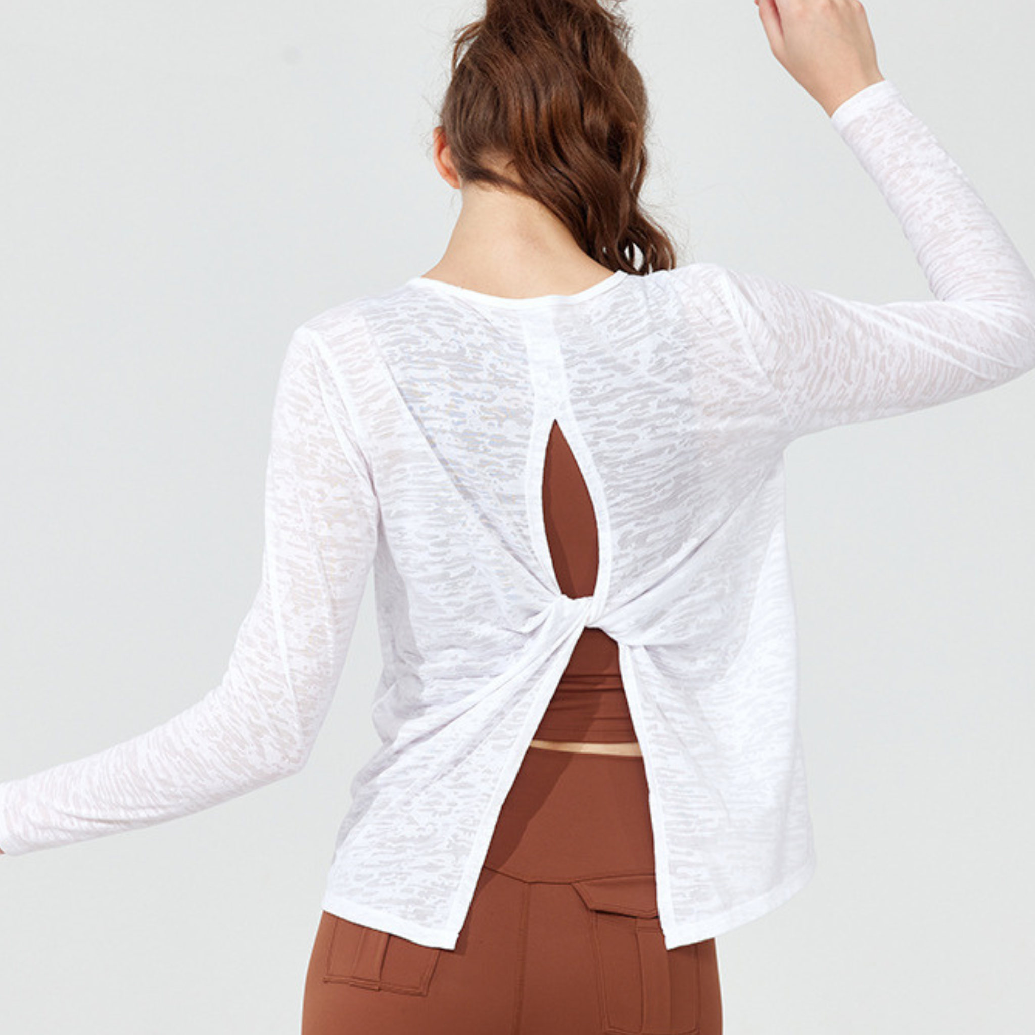 バックツイストオープン ヨガ 長袖トップス