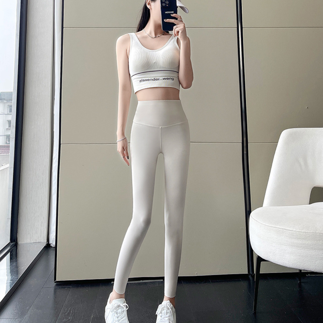 ハイウエスト バッククロス ヨガレギンス white