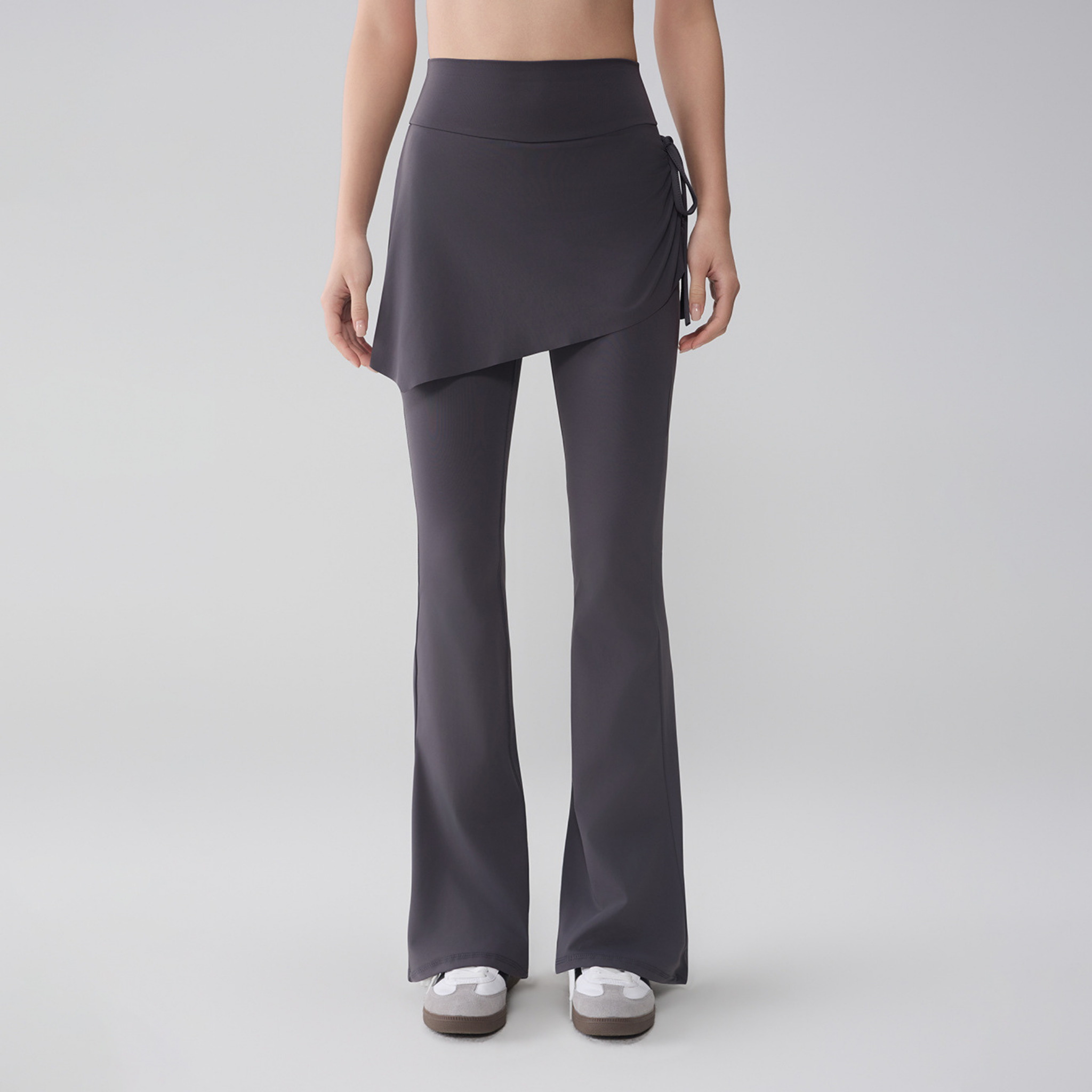 フェイクツーピース フレアロングパンツ