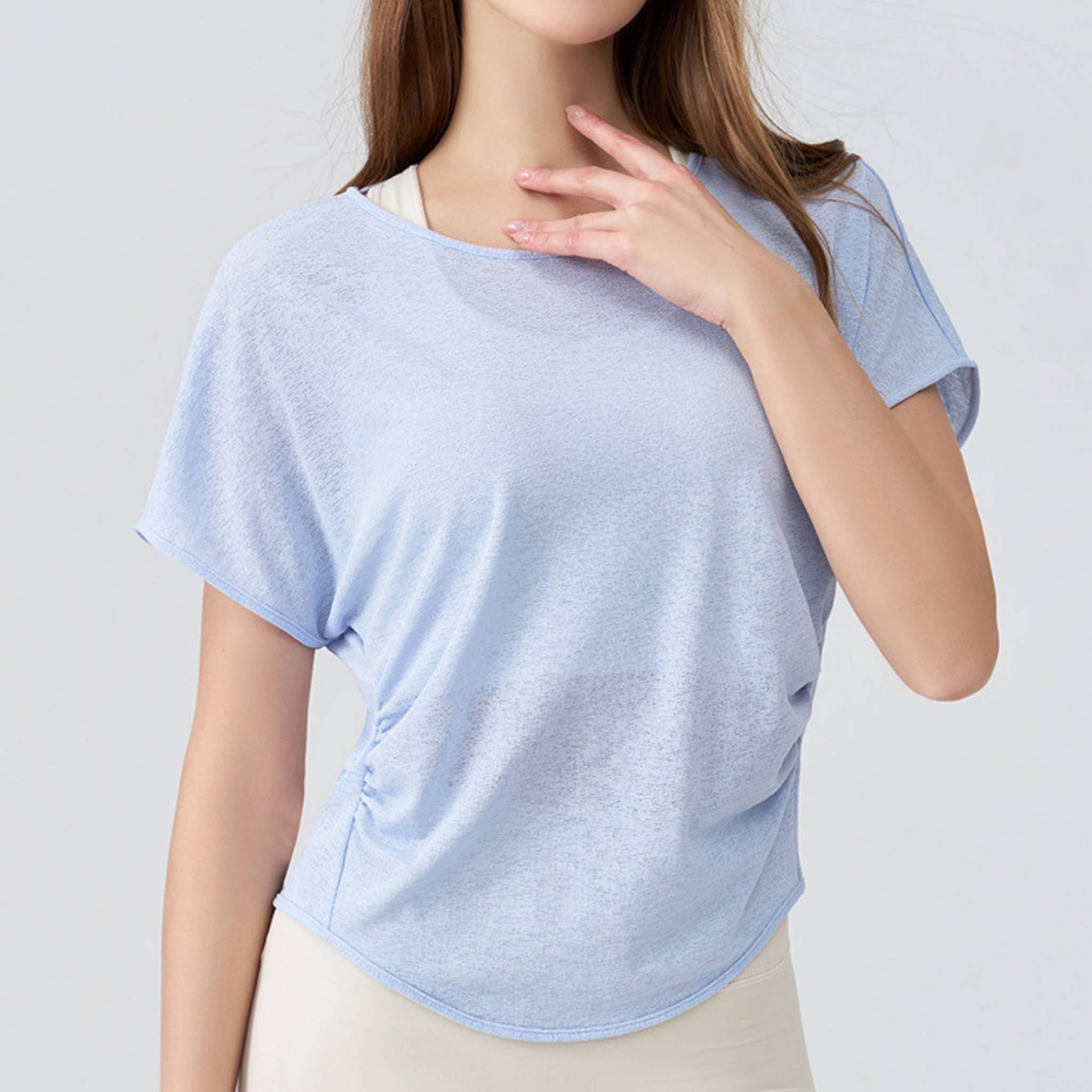 トライアングル バックオープン スリム 半袖Tシャツ