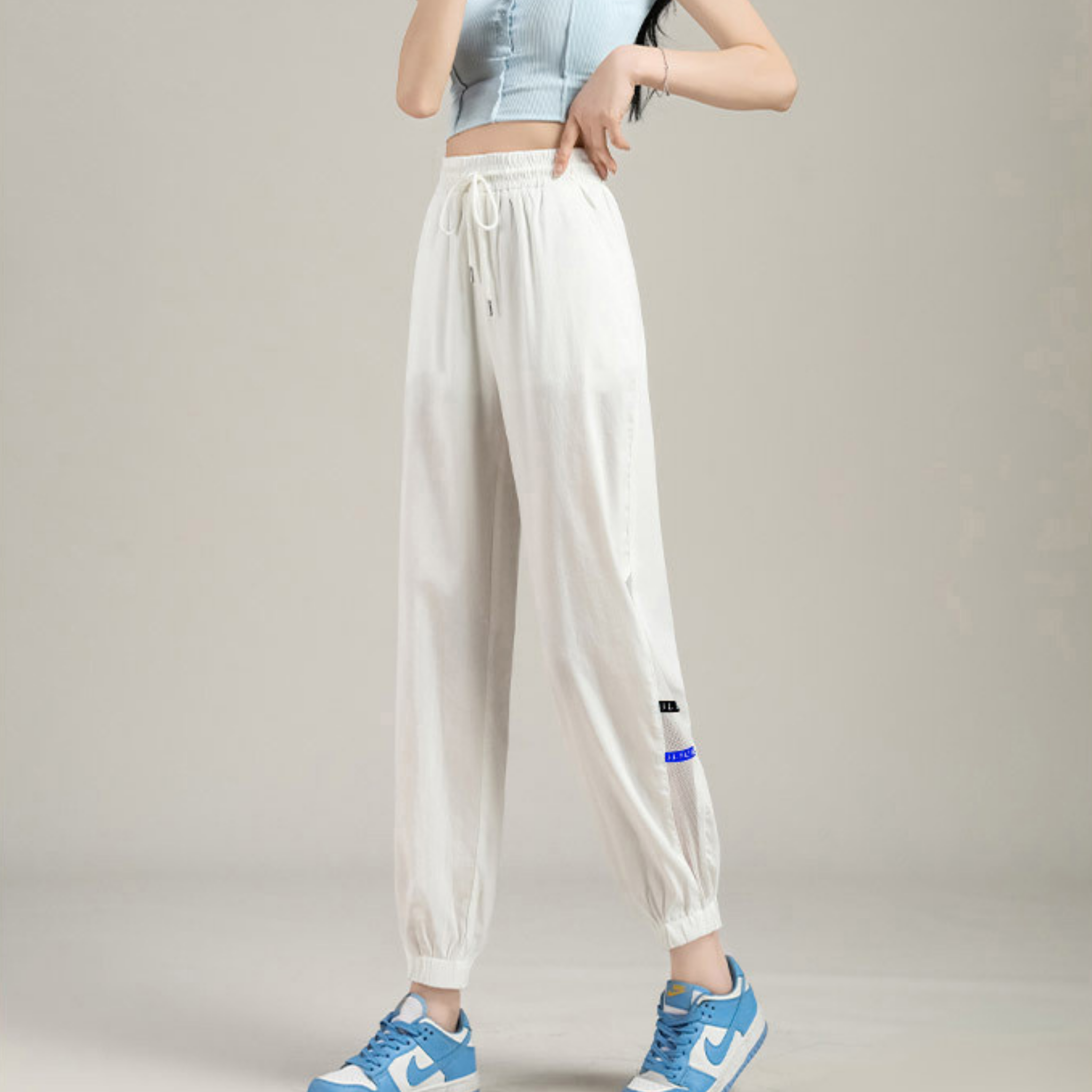 サイドメッシュ アイスシルク ロングパンツ