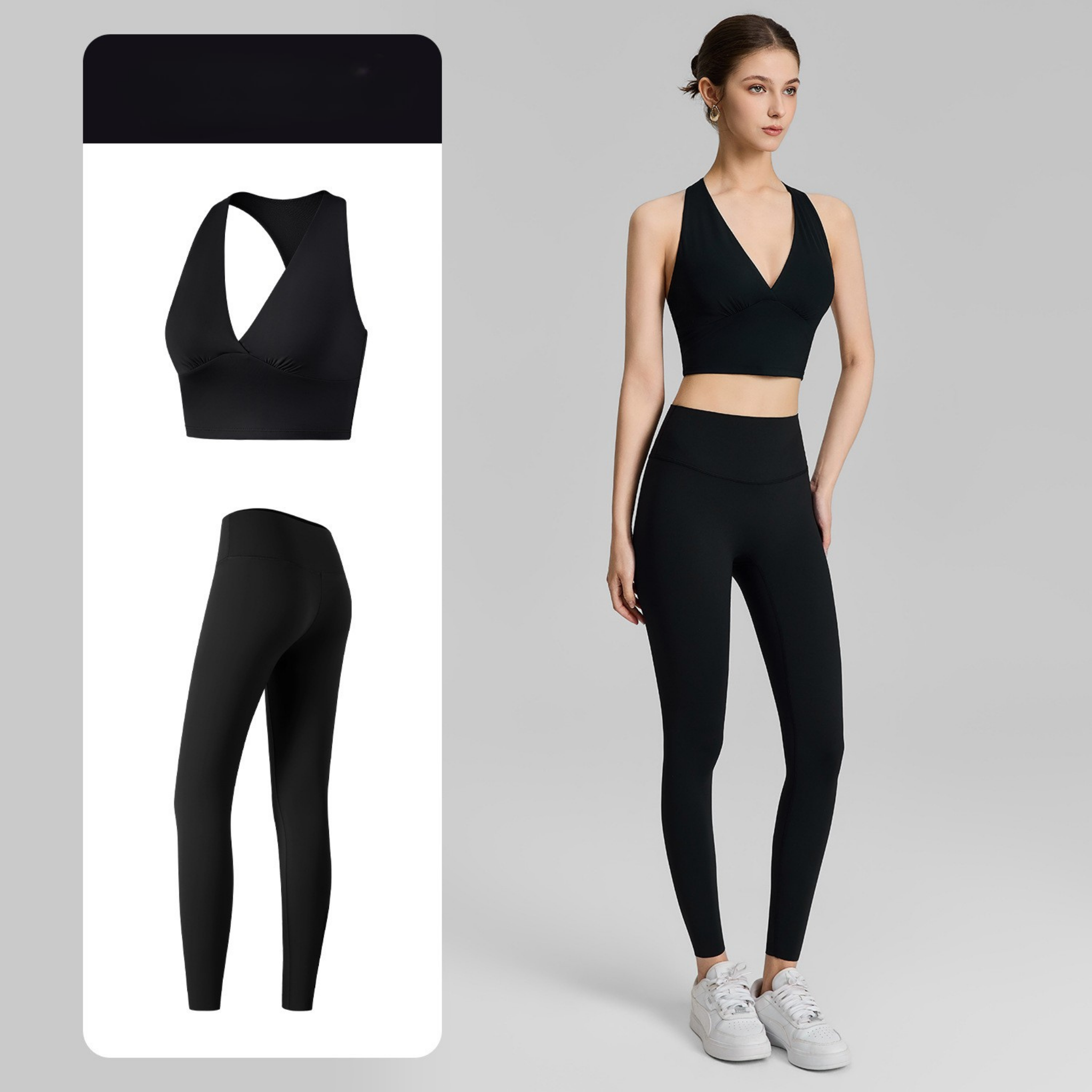 ホルターディープVネック スポーツブラ&レギンス セットアップ
