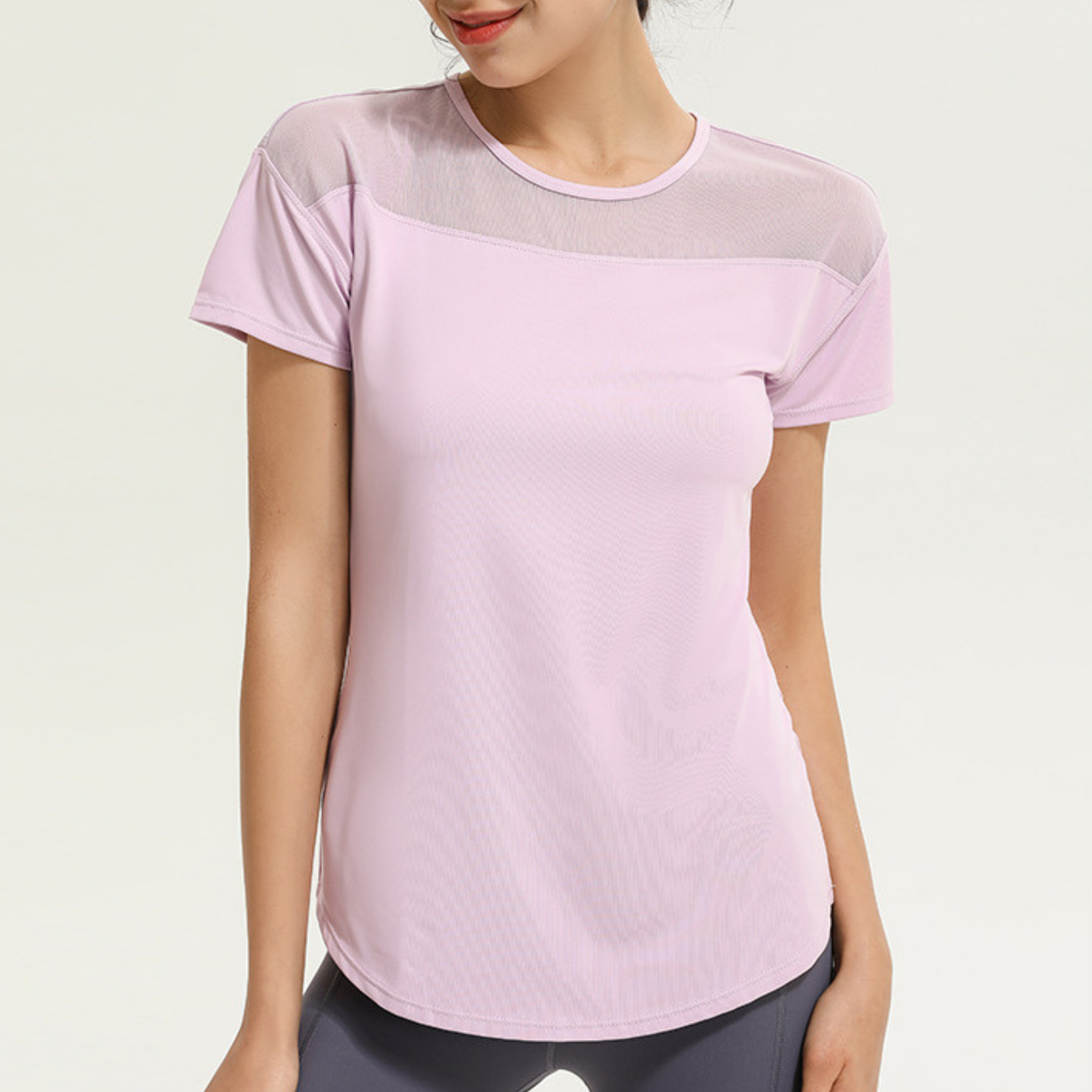 ルーズフィット バックオープン メッシュTシャツ