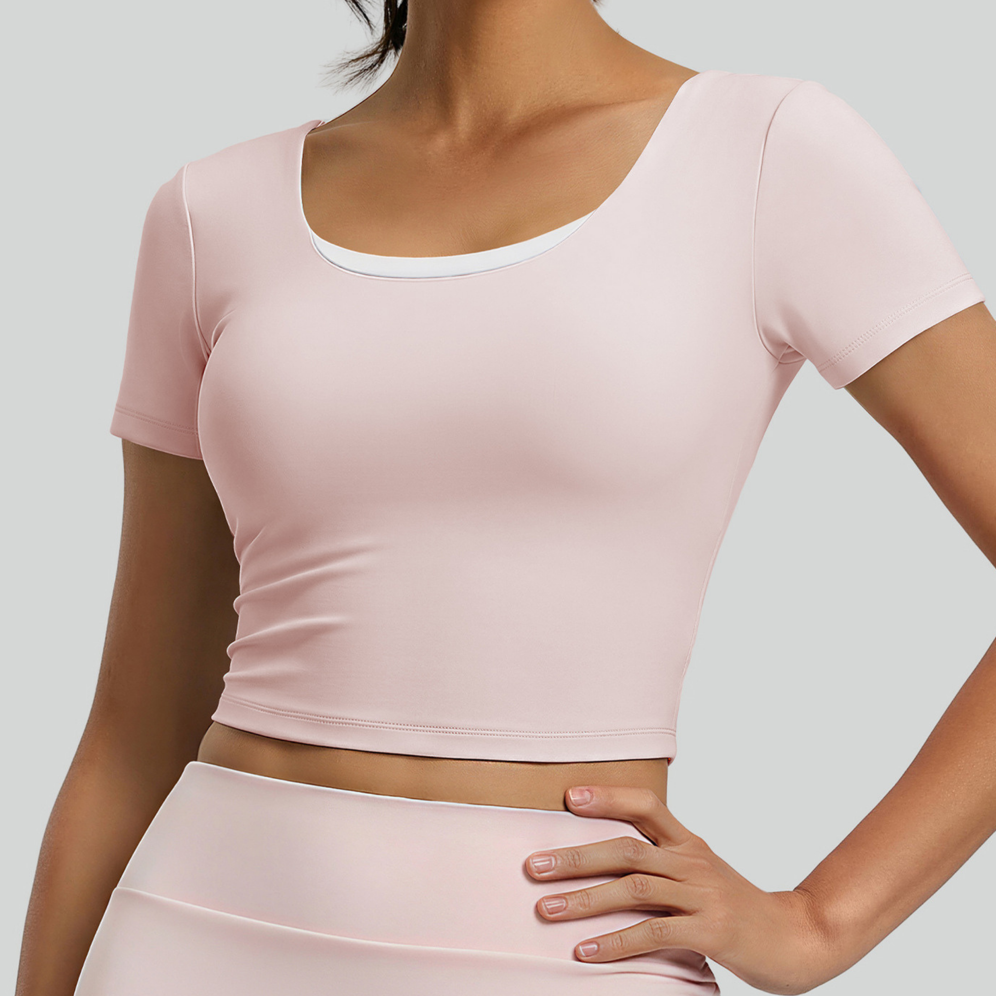 バタフライバック 半袖スポーツクロップトップ