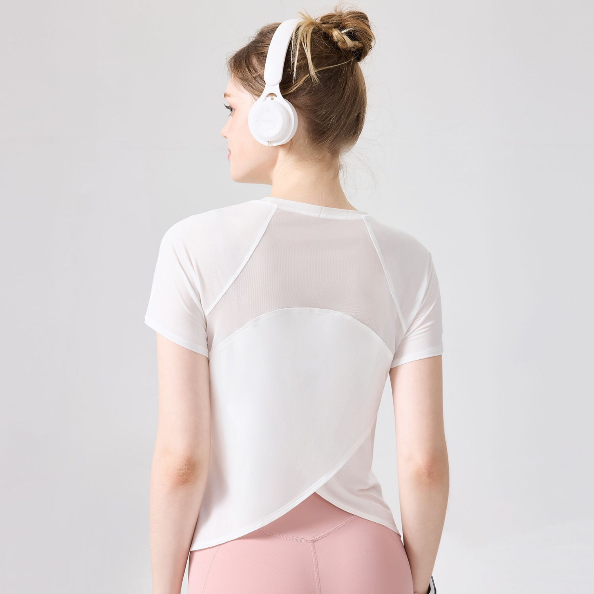 メッシュバック シンプル半袖トップス