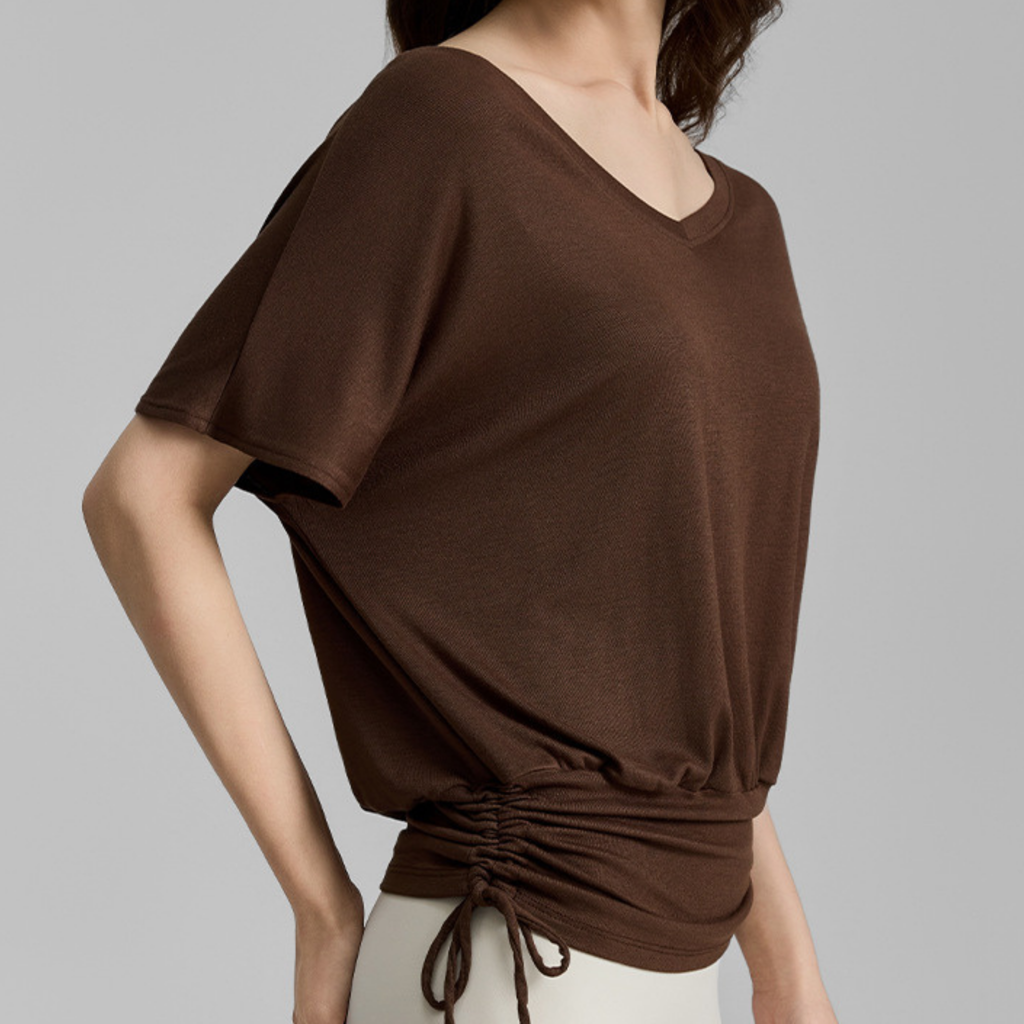 ウイングスリーブ ドローストリング 半袖トップス