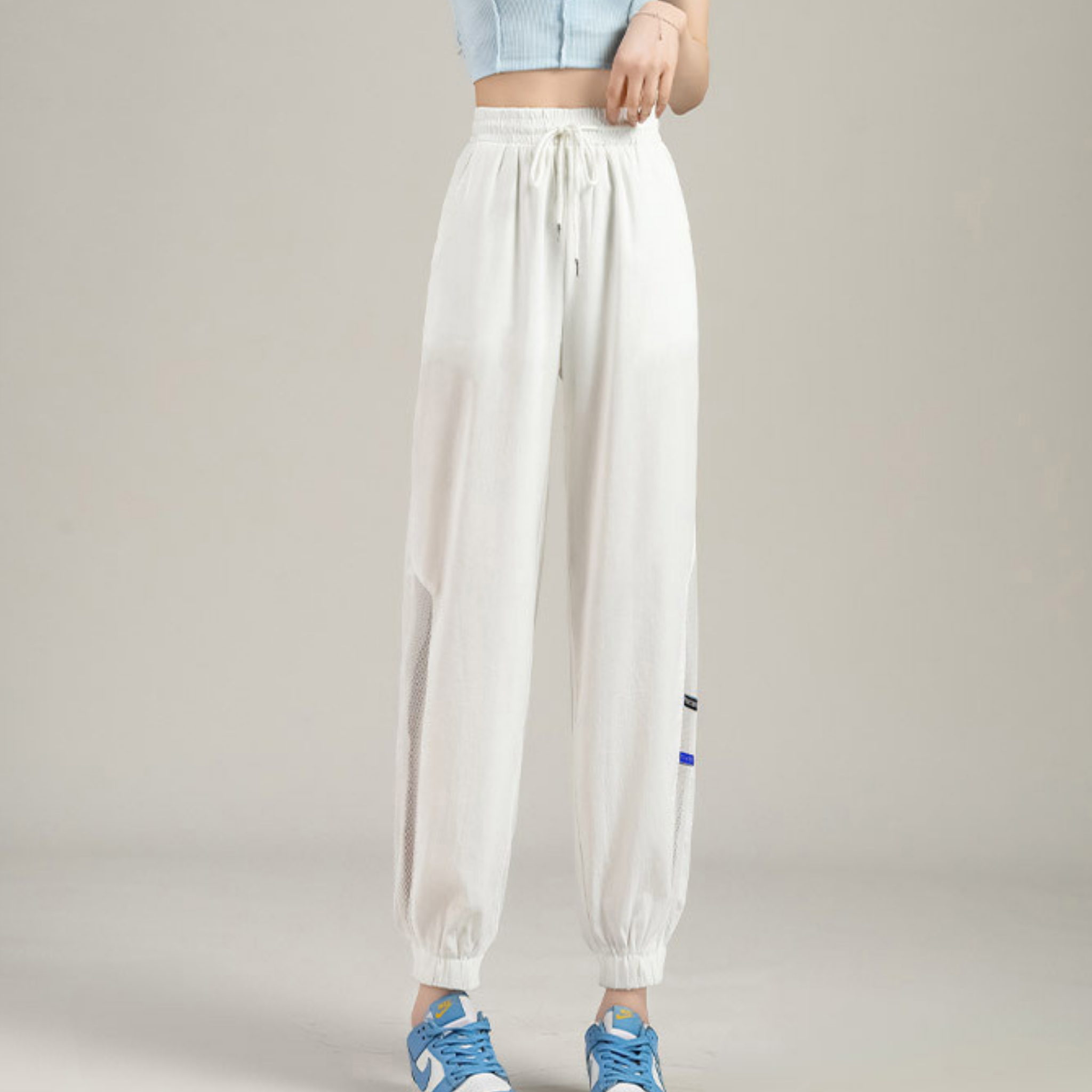 サイドメッシュ アイスシルク ロングパンツ