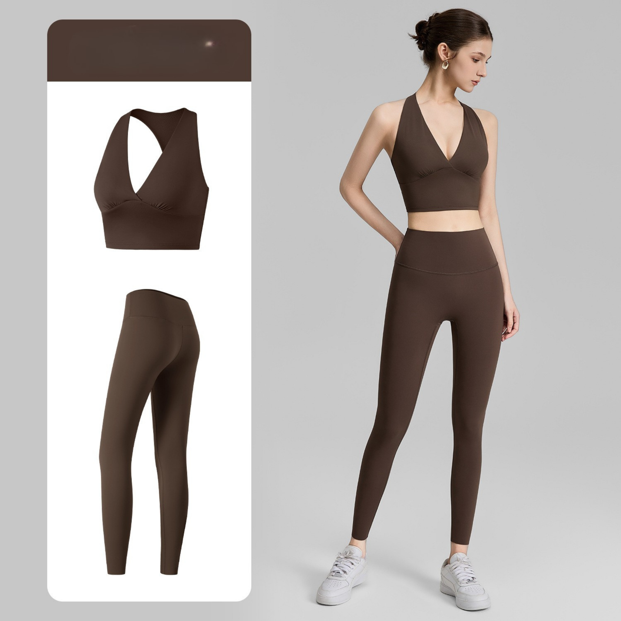 ホルターディープVネック スポーツブラ&レギンス セットアップ