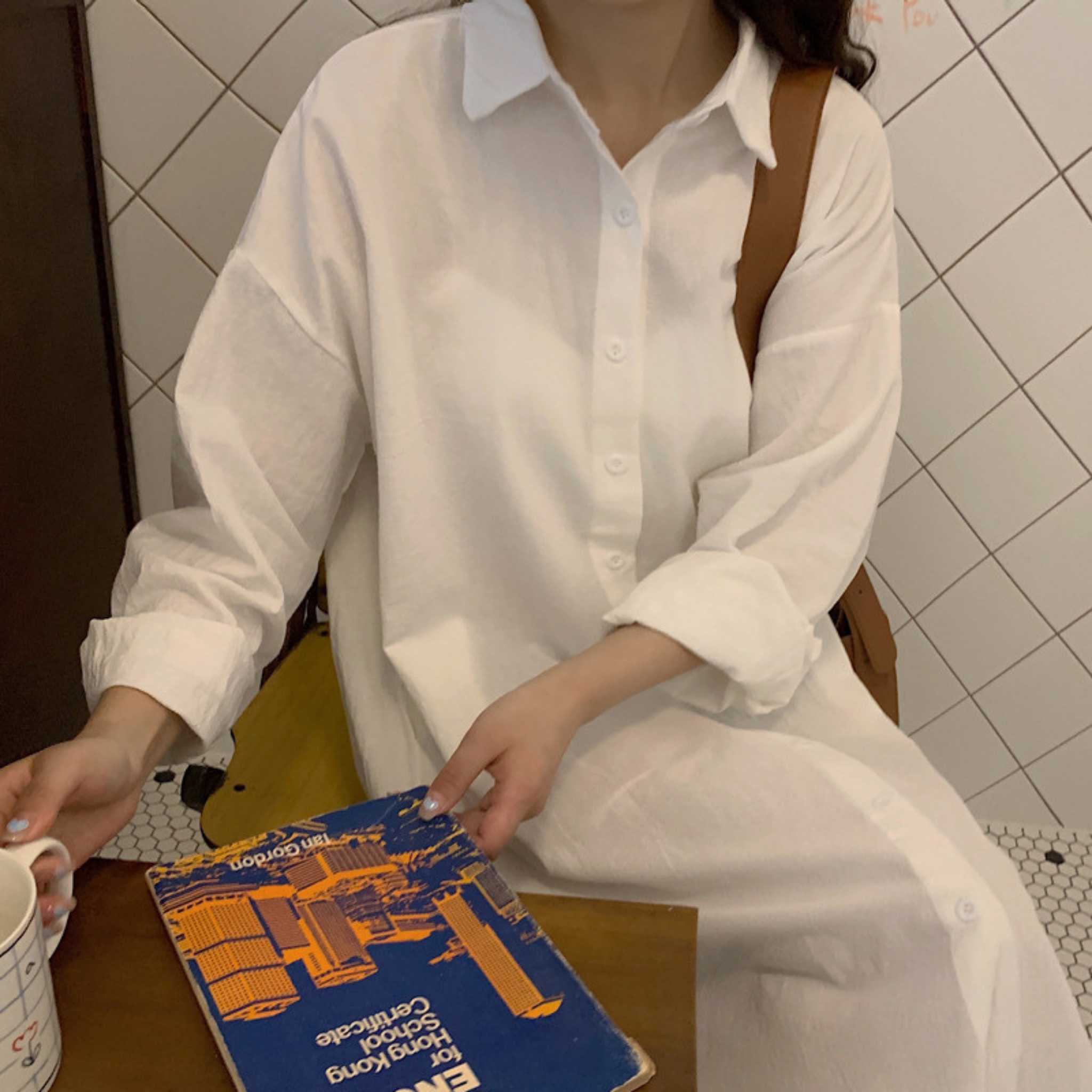 ミニマルロングシャツラウンジワンピース