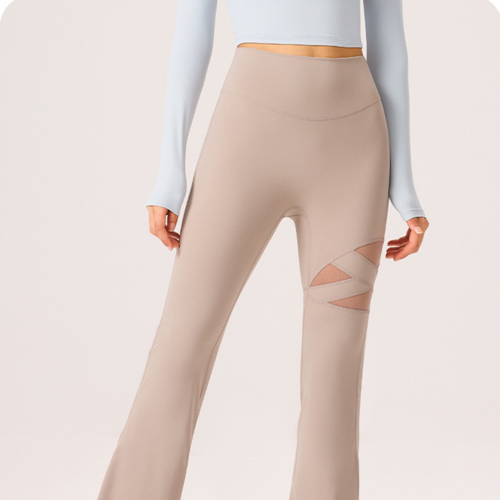 ワンポイントメッシュ フレアレギンス