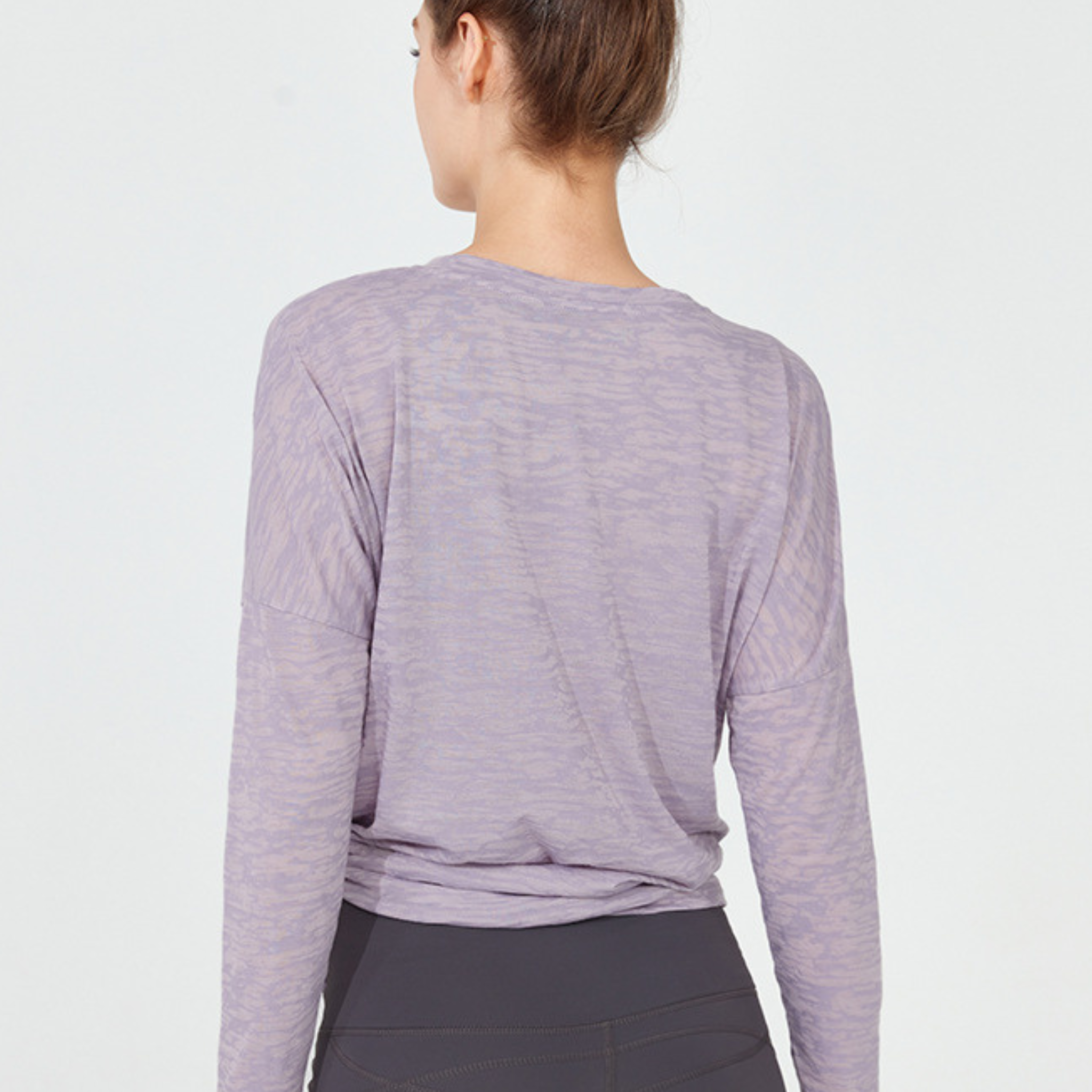 ルーズフィット サイドスリット ヨガ 長袖トップス