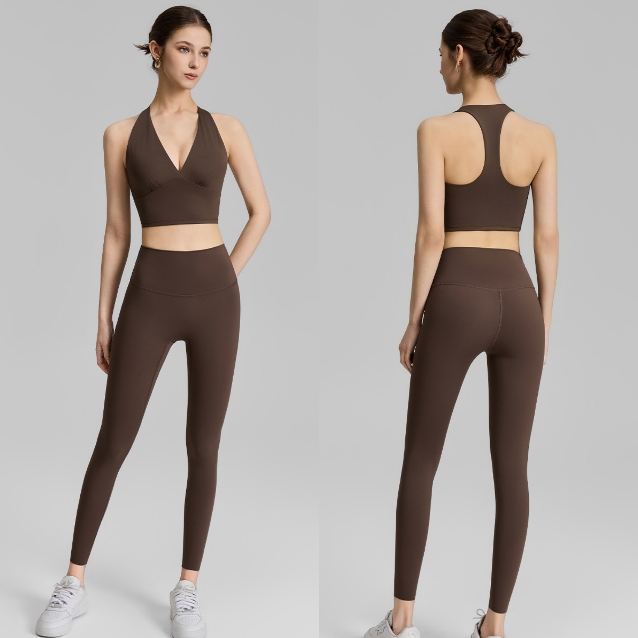 ホルターディープVネック スポーツブラ&レギンス セットアップ