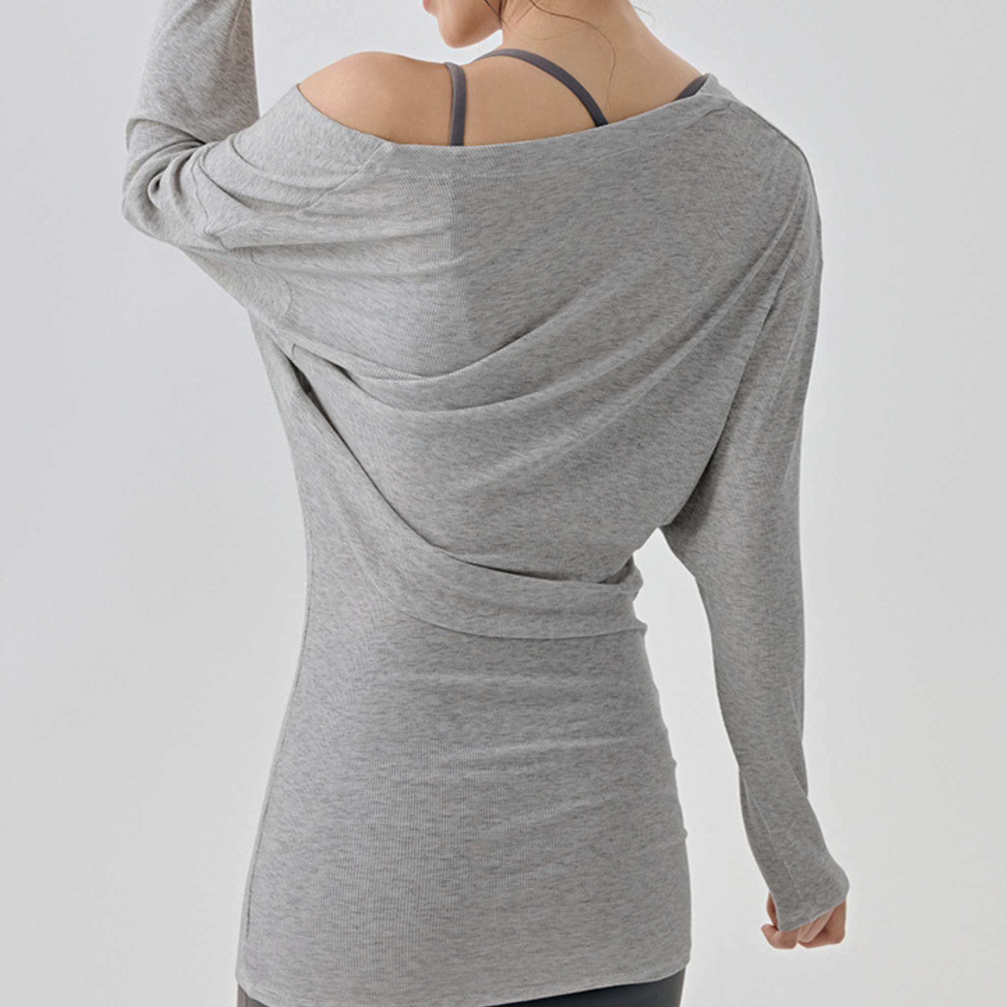 Uネック フィットネスロングスリーブ