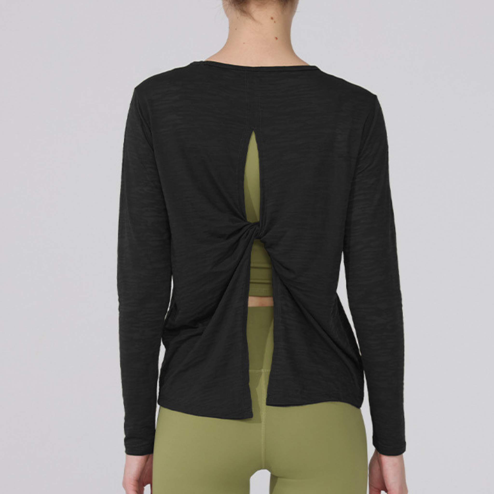 バックツイストオープン ヨガ 長袖トップス