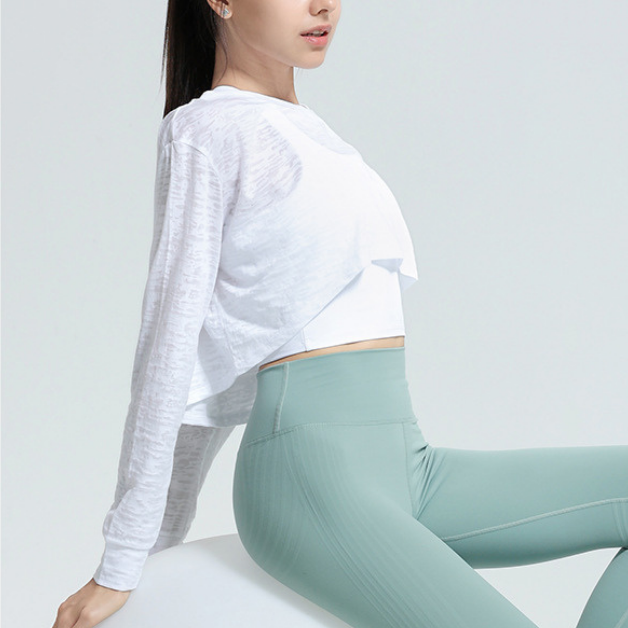 長袖 クロップトップス